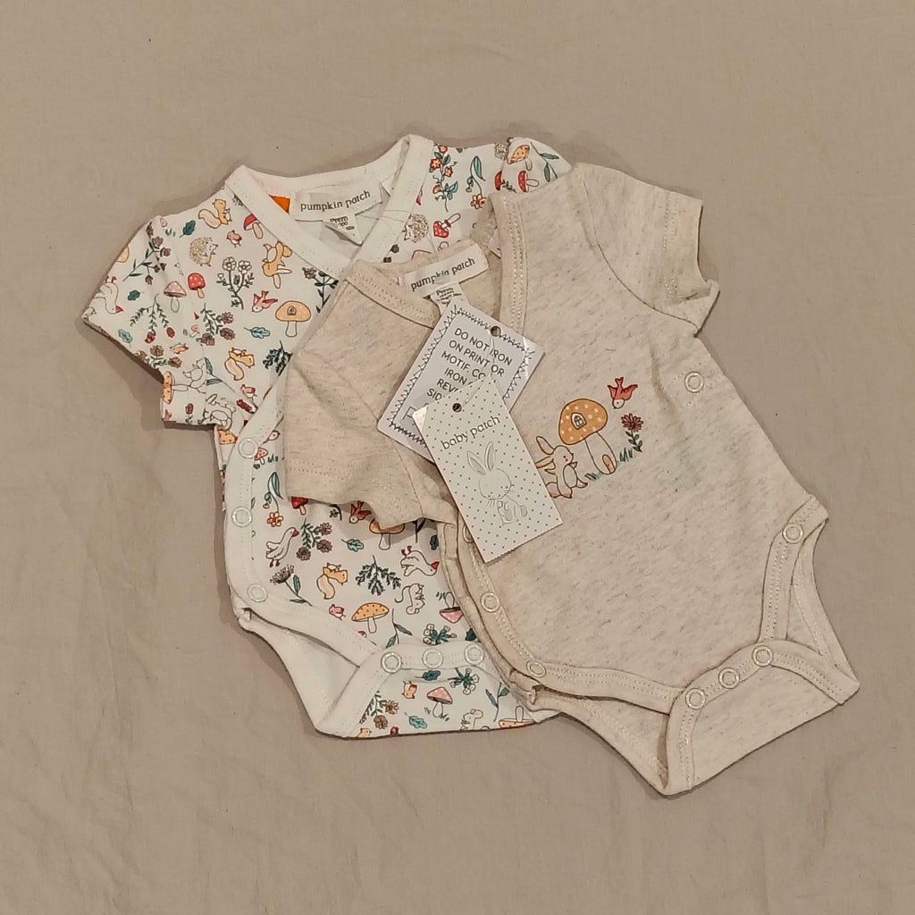 New PUMPKIN PATCH 2pk crossover bodysuits size Prem baby
