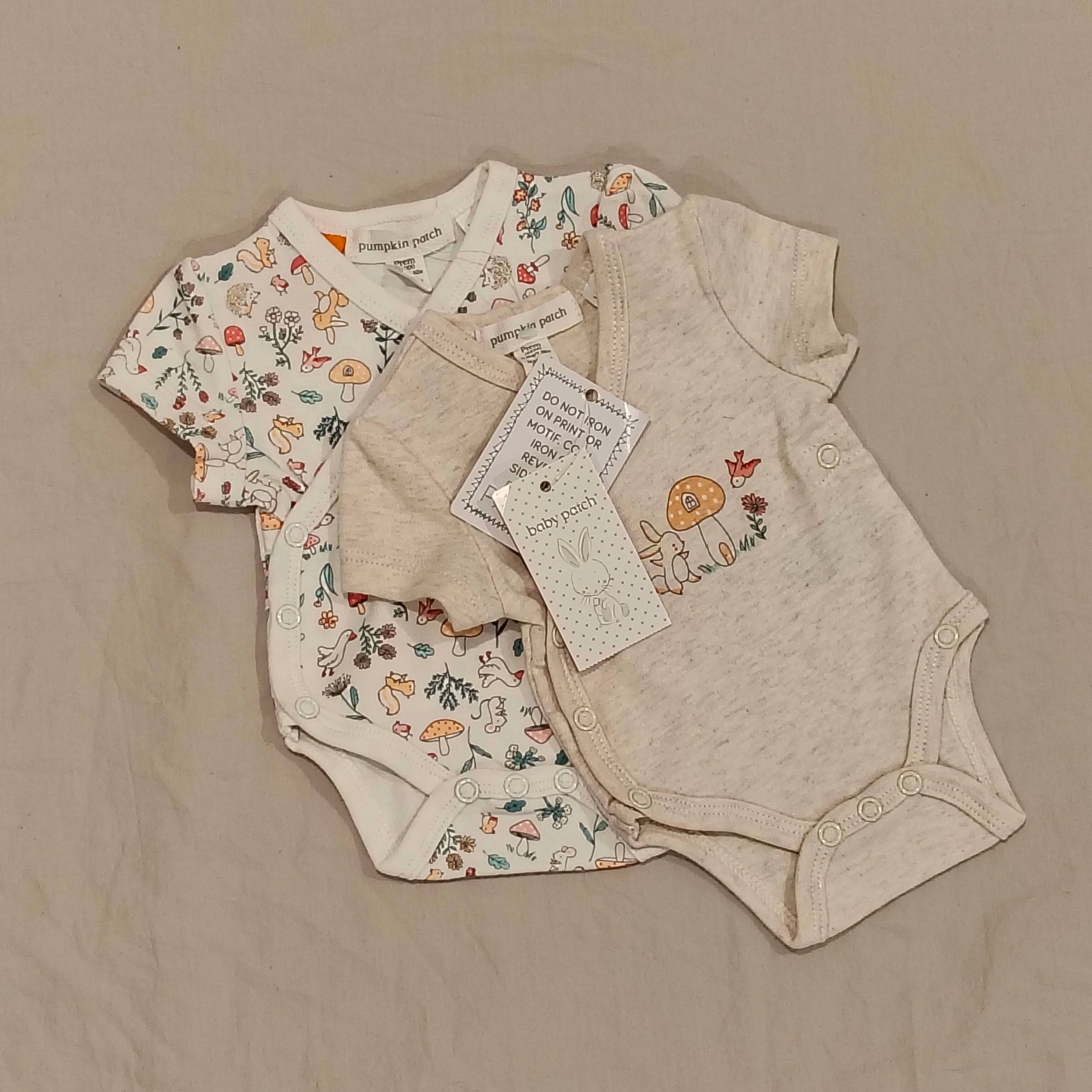 New PUMPKIN PATCH 2pk crossover bodysuits size Prem baby