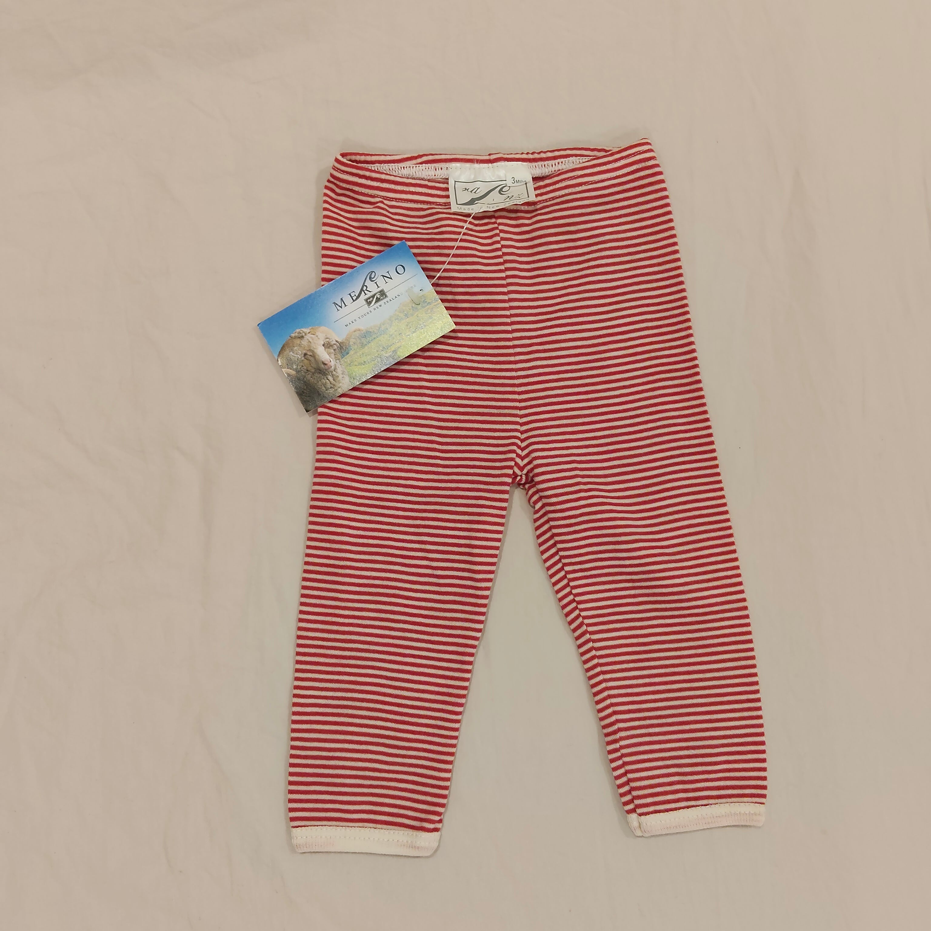 New RANZE Merino 3m baby red stripes Made in NZ