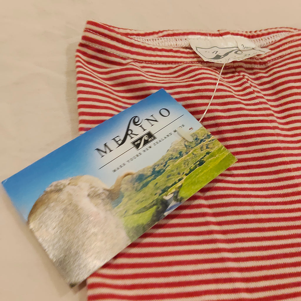 New RANZE Merino 3m baby red stripes Made in NZ