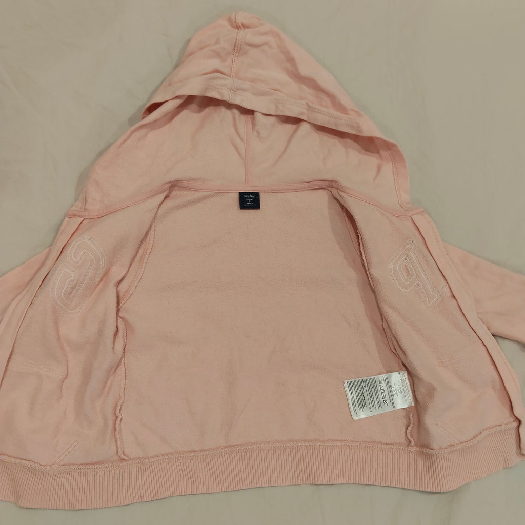 GAP zip-up hoodie size 3y girls pink floral logo