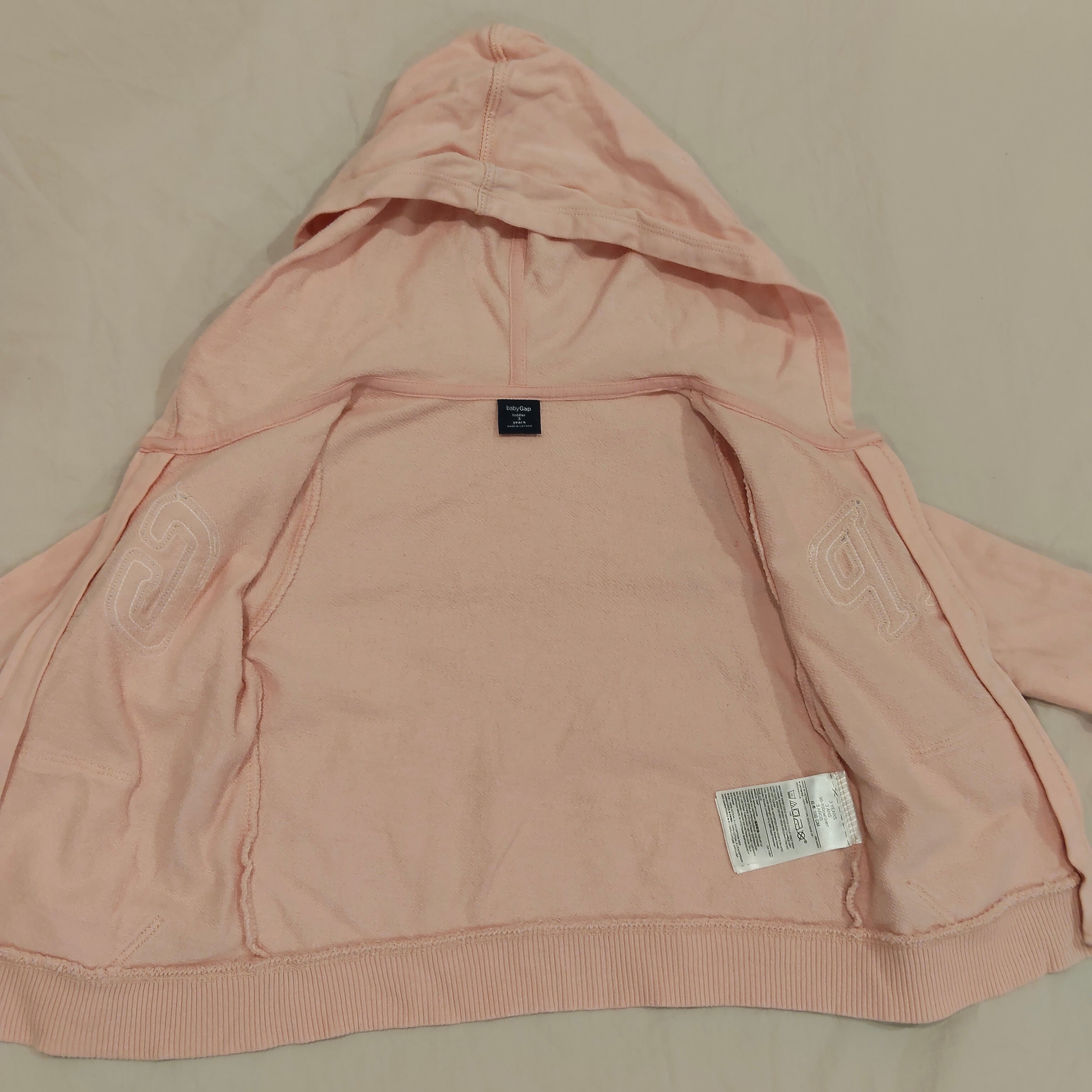 GAP zip-up hoodie size 3y girls pink floral logo