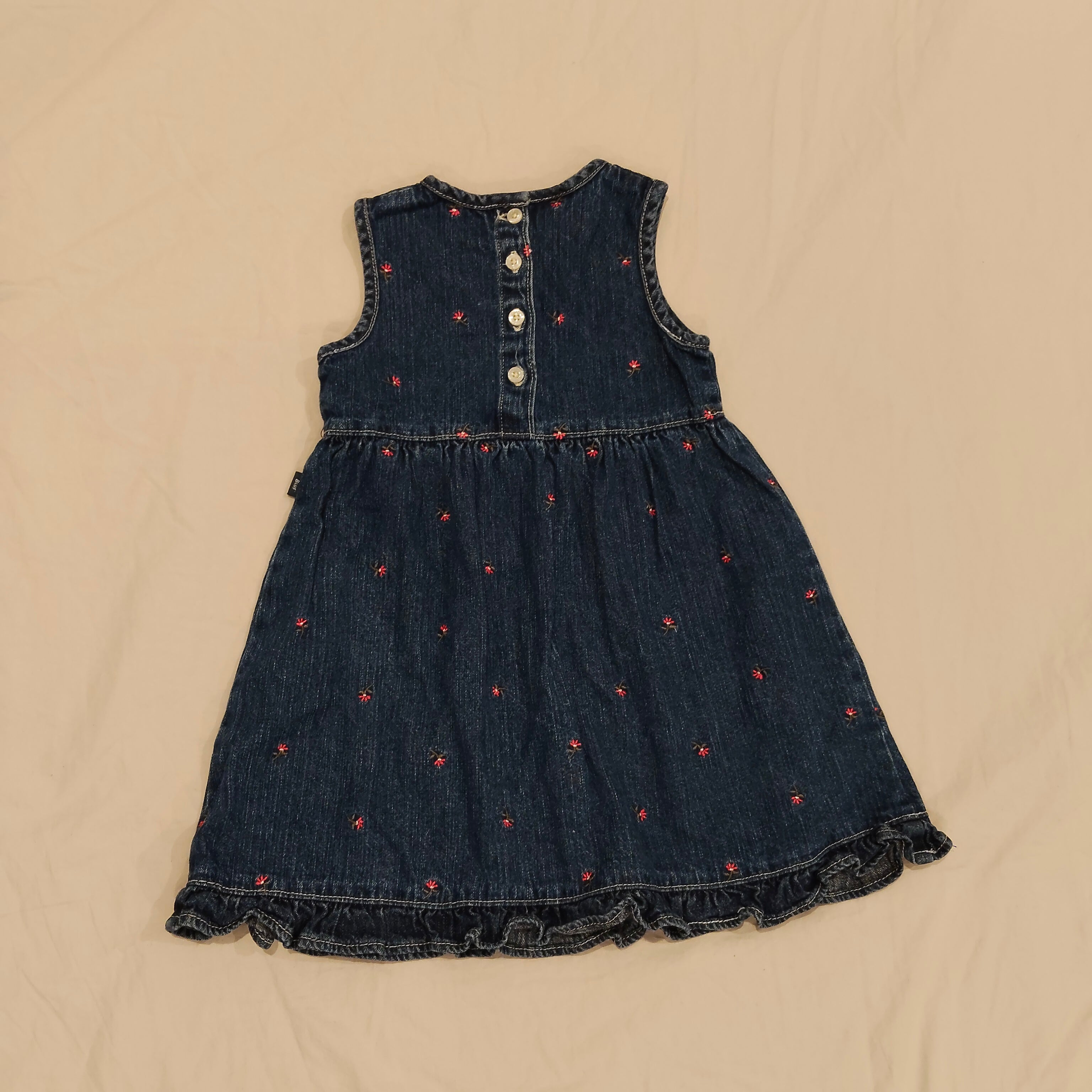 OSHKOSH BLUE Denim dress size 24m baby girls embroidered flowers