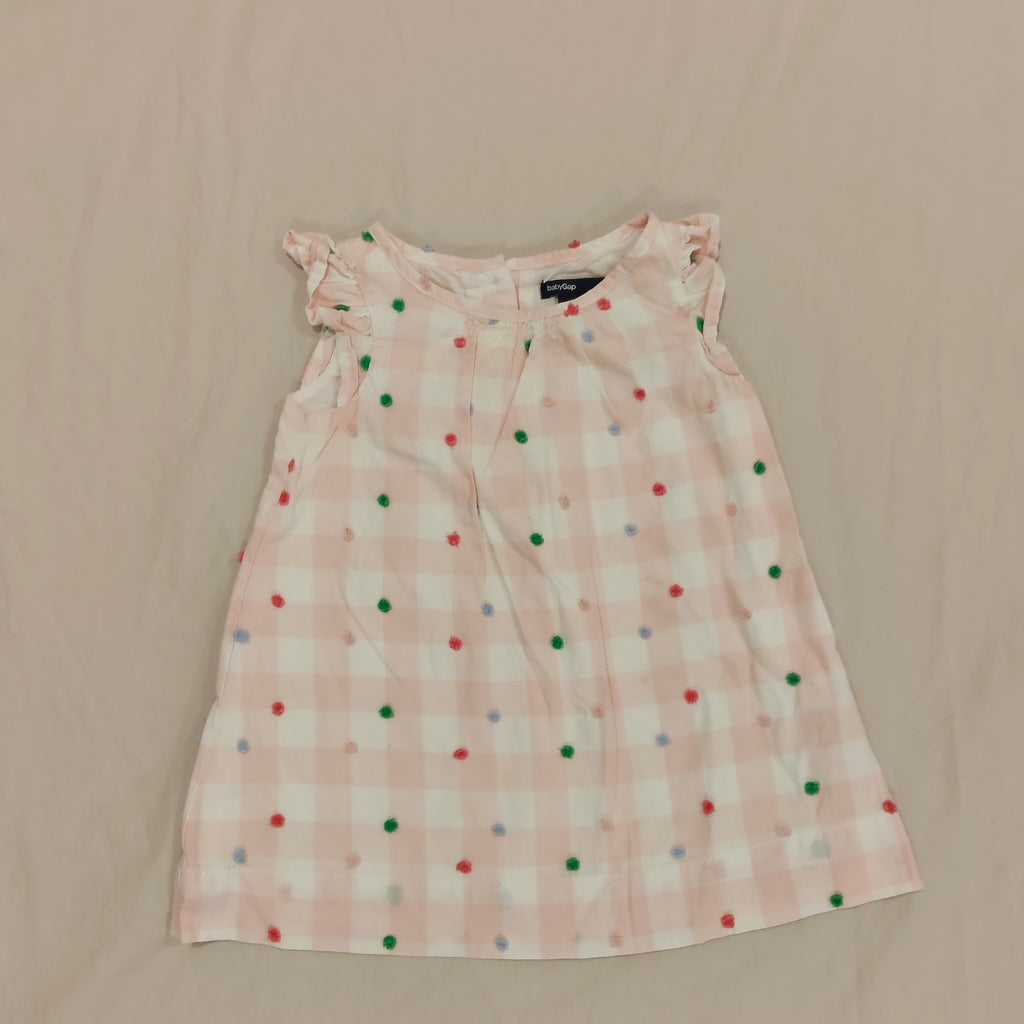 GAP baby top size 6-12m baby girls sleeveless pom-pom