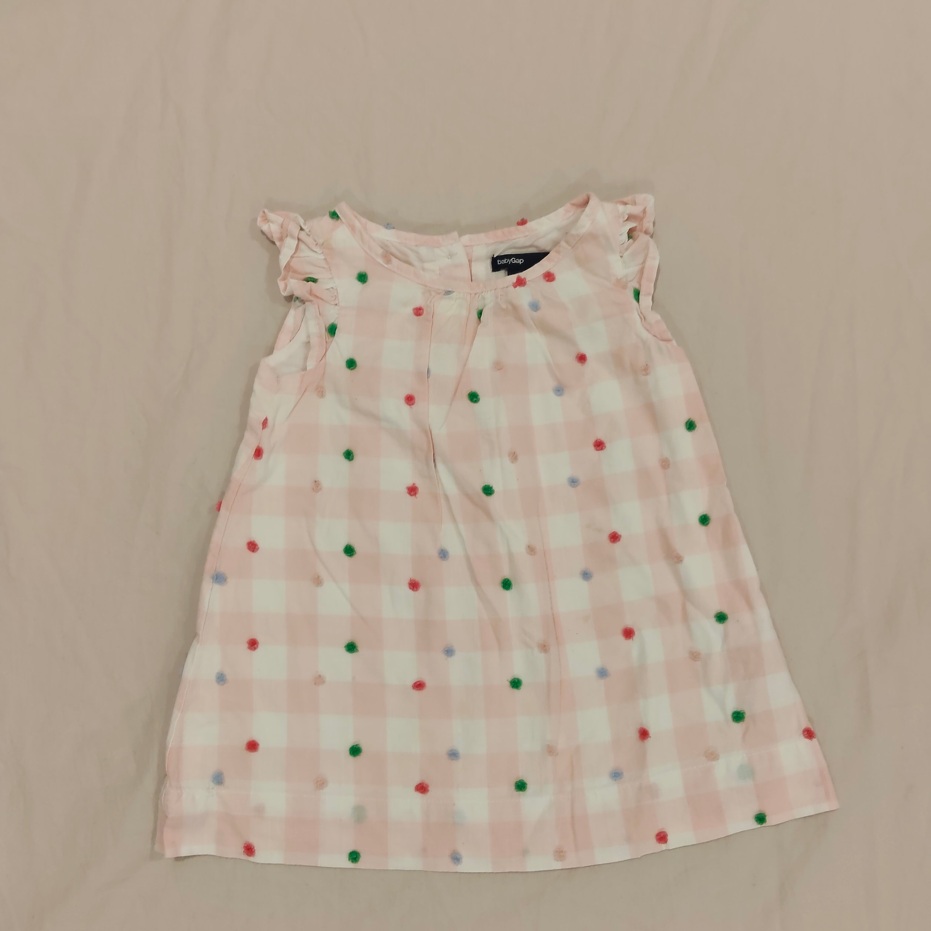 GAP baby top size 6-12m baby girls sleeveless pom-pom