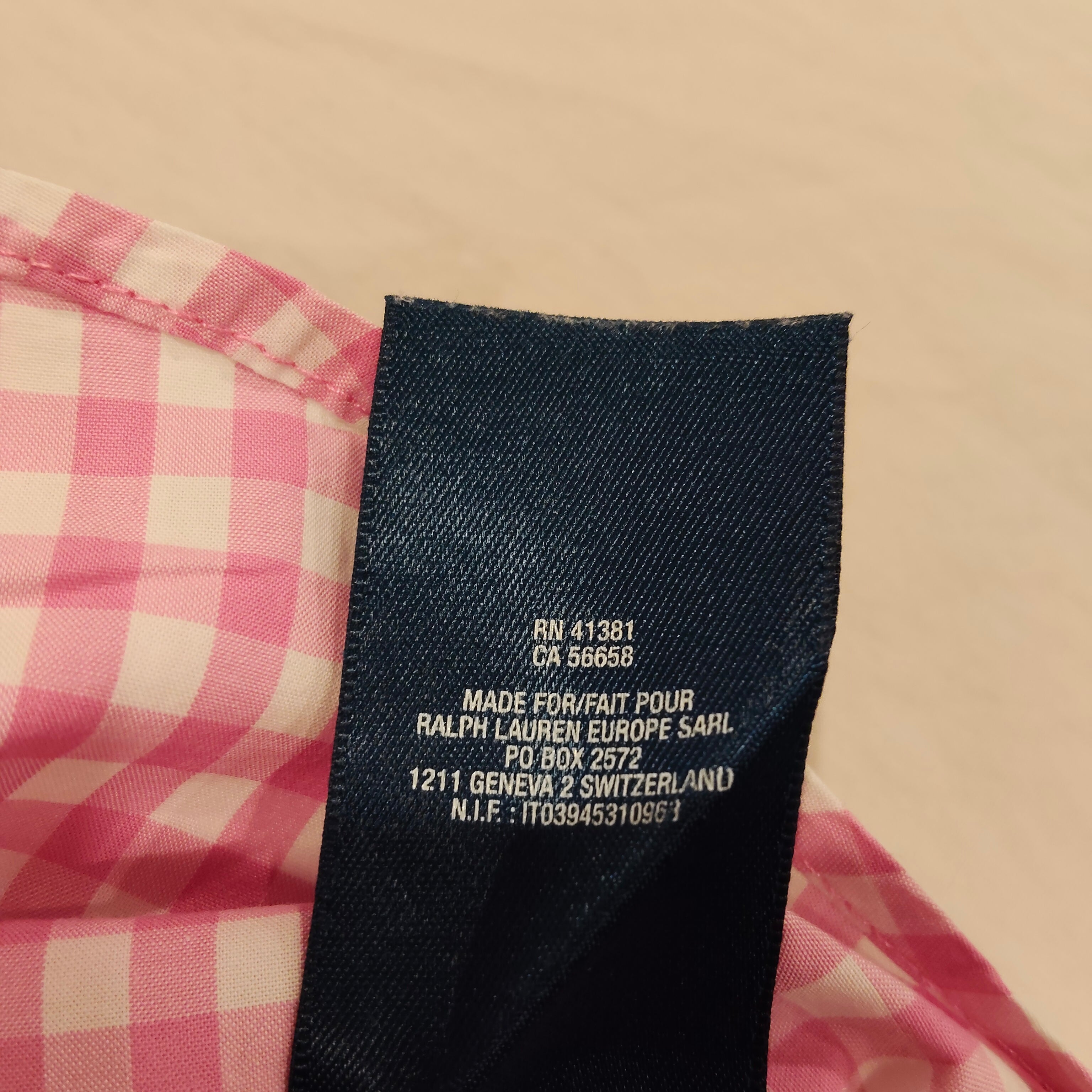 RALPH LAUREN top size 12m baby girls - Pink Gingham Ruffle Collar Short Sleeve Buttop