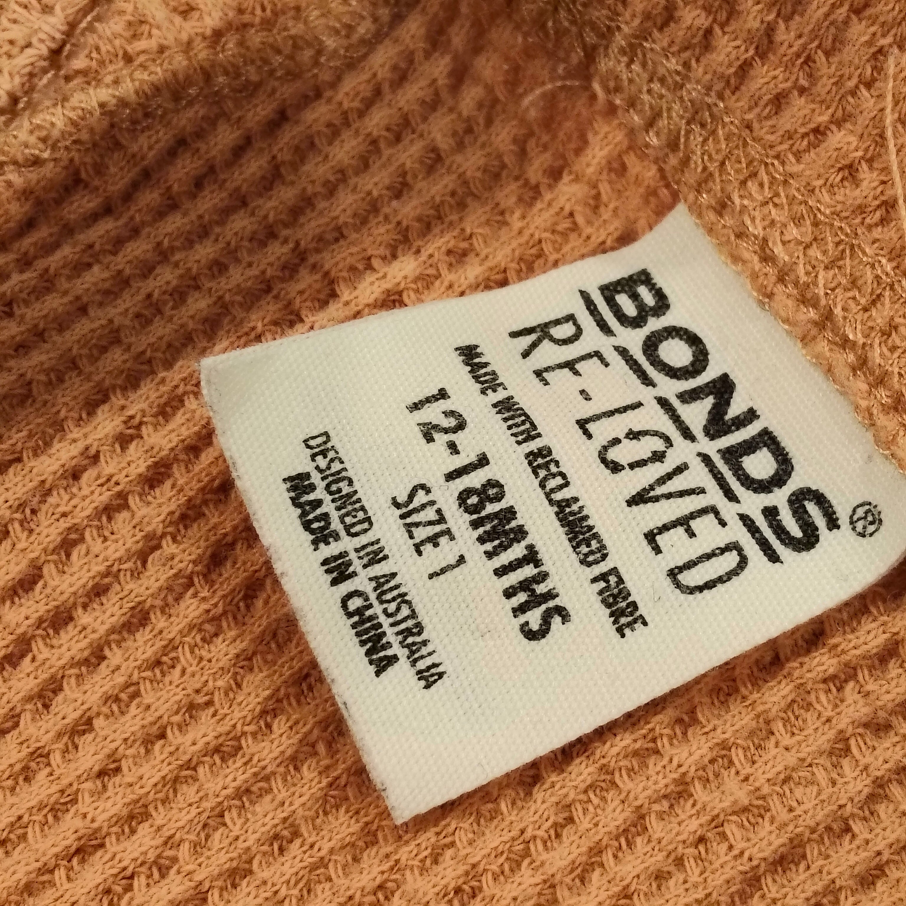 BONDS Overalls size 12-18m babies Colour Cinnamon Waffle