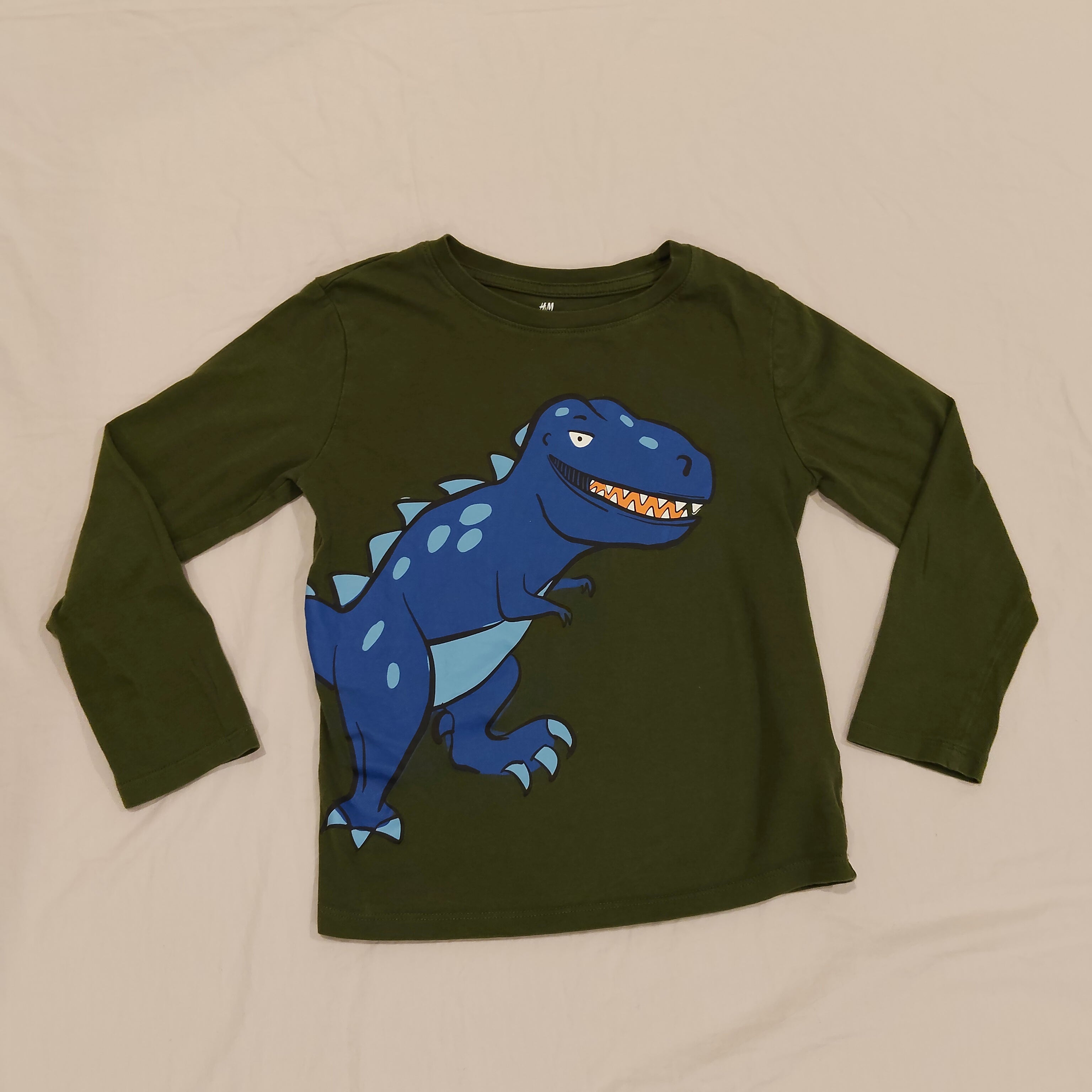 H&M top size 6-8y boys long sleeve green dinosaur