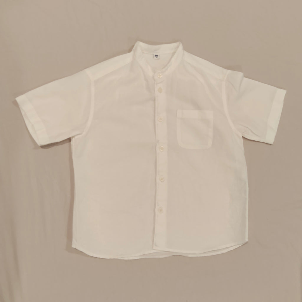 UNIQLO linen blend shirt 5-7y boys white short sleeve