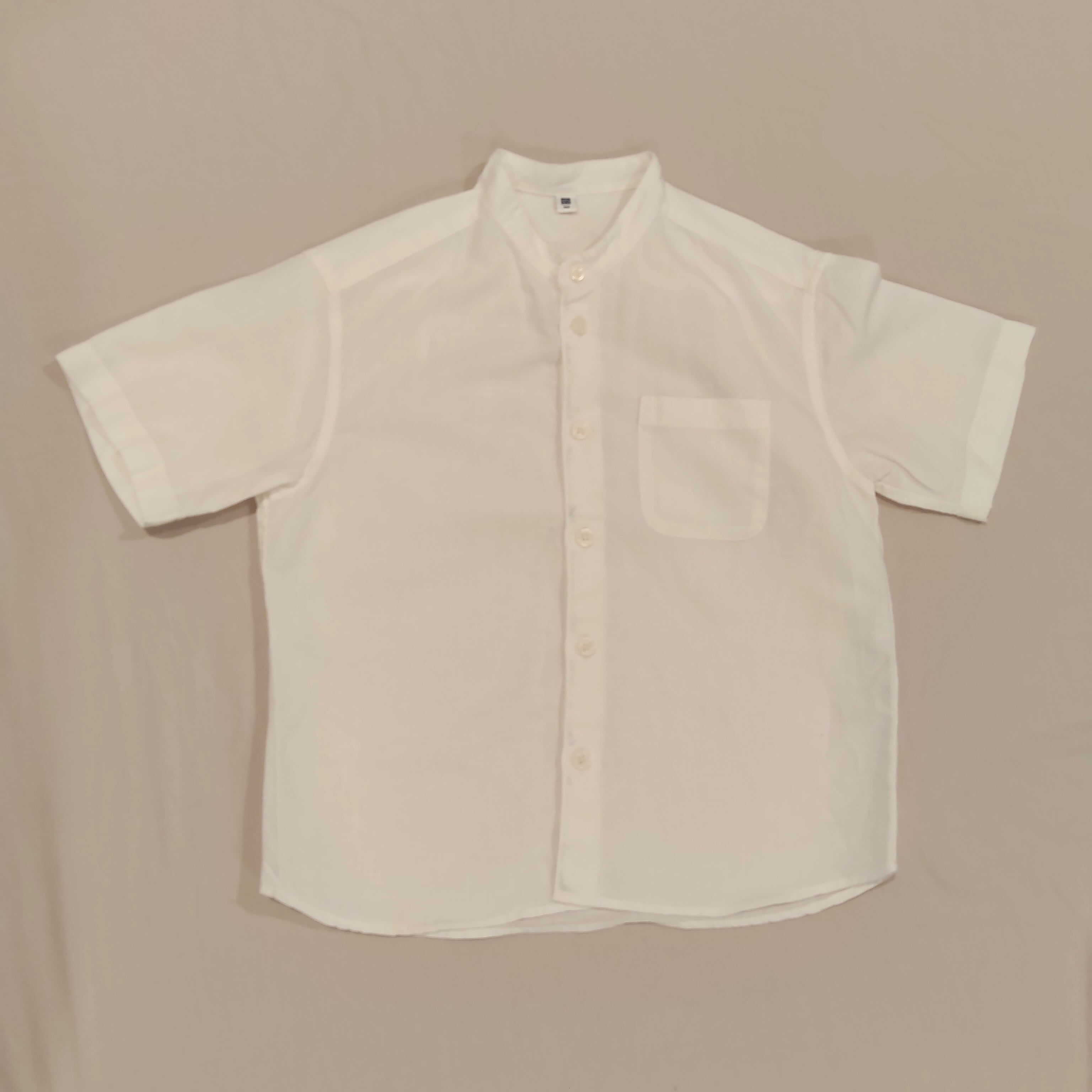 UNIQLO linen blend shirt 5-7y boys white short sleeve
