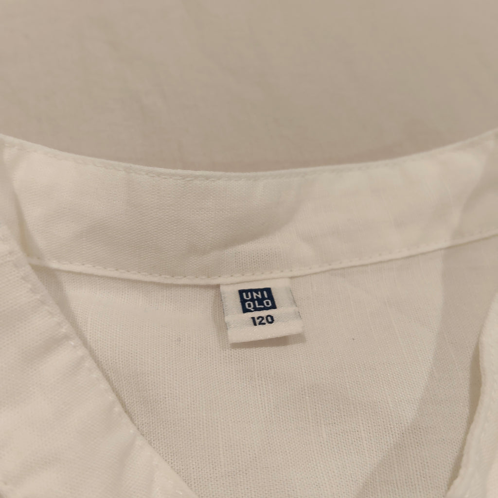 UNIQLO linen blend shirt 5-7y boys white short sleeve