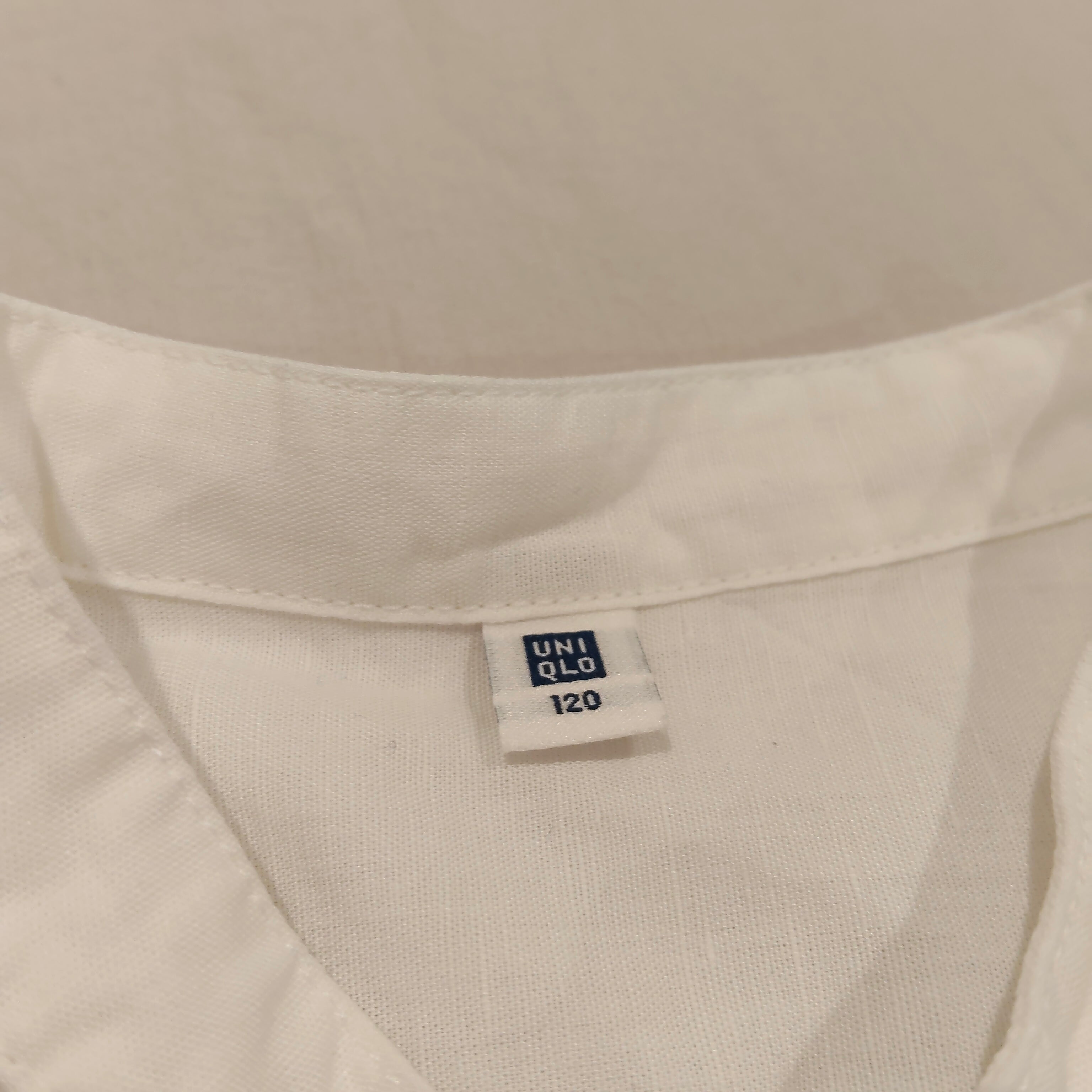 UNIQLO linen blend shirt 5-7y boys white short sleeve
