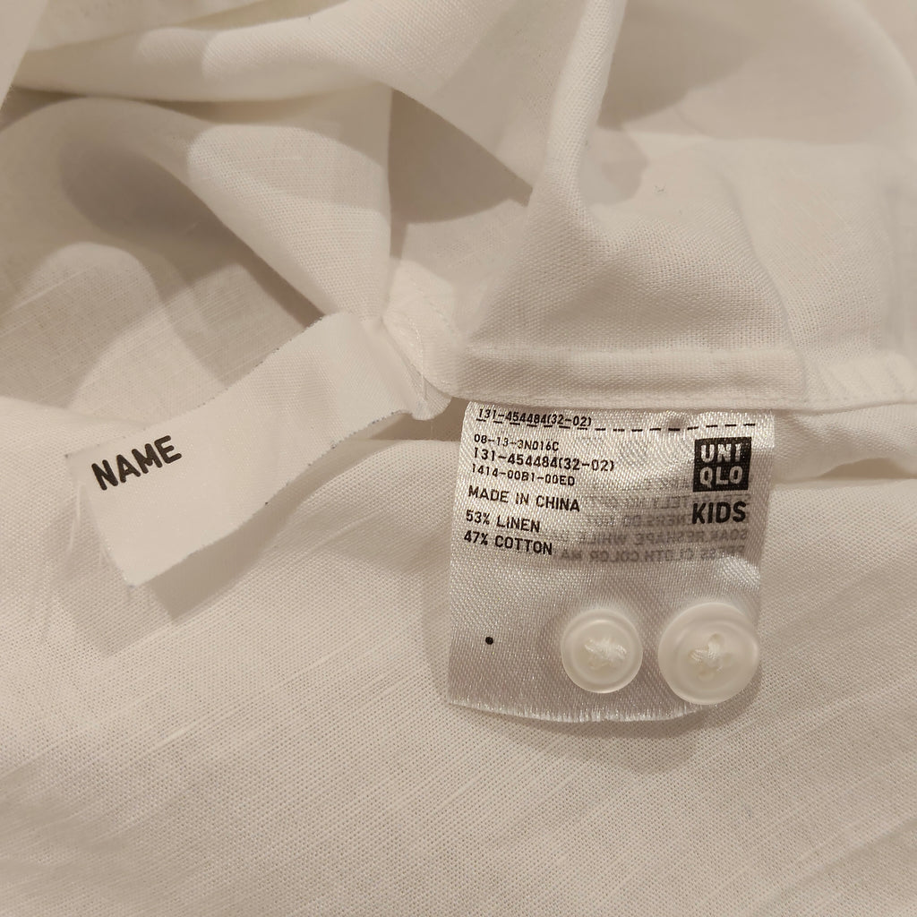 UNIQLO linen blend shirt 5-7y boys white short sleeve