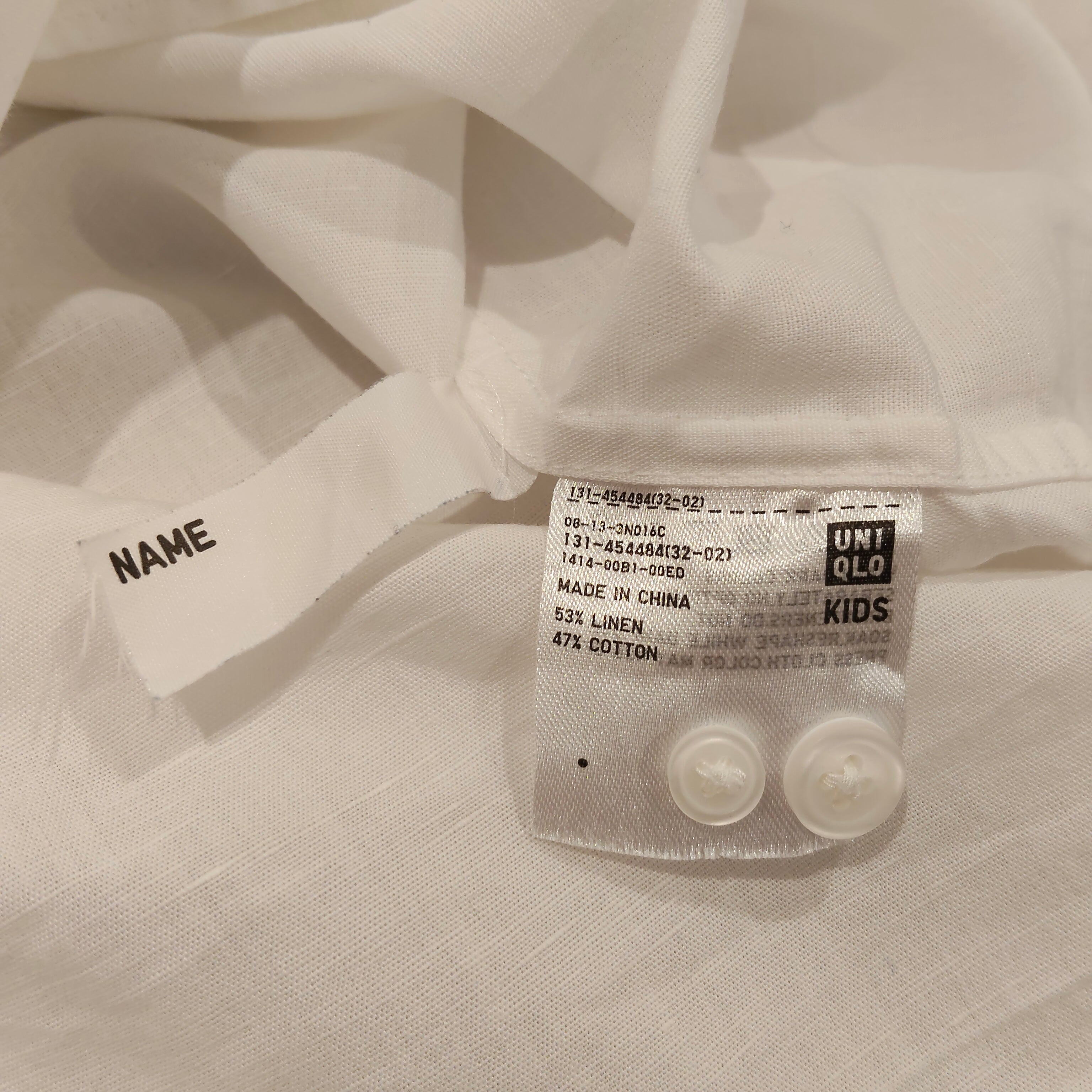 UNIQLO linen blend shirt 5-7y boys white short sleeve