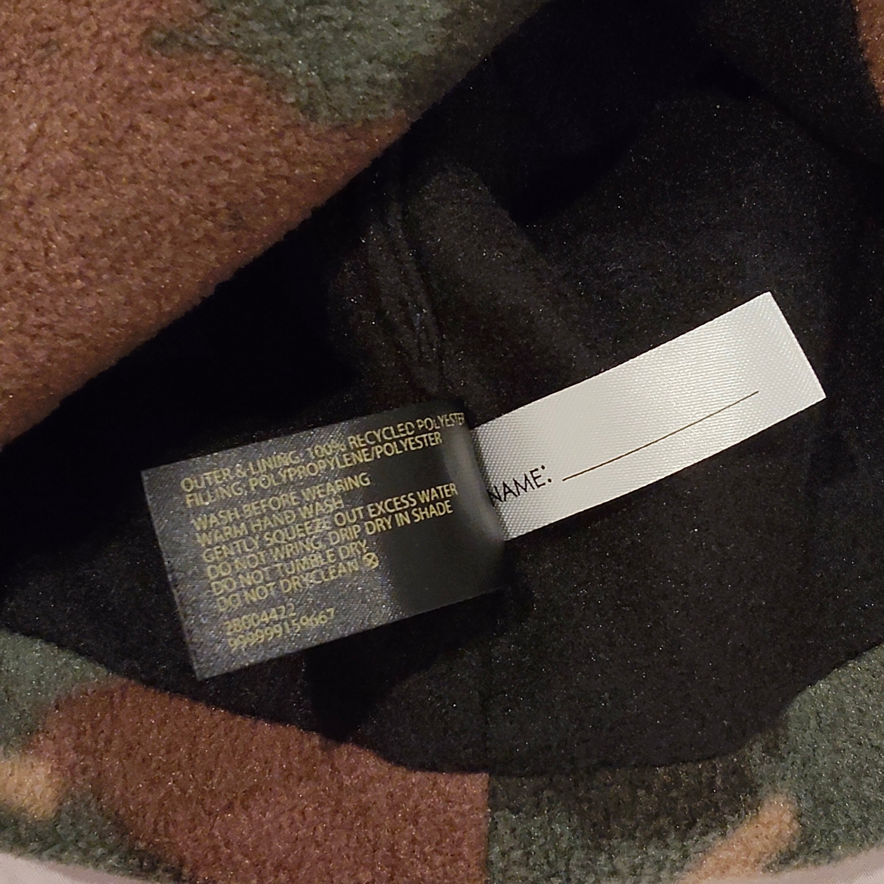 BACKCOUNTRY beanie size 3-7yrs camouflage fleece