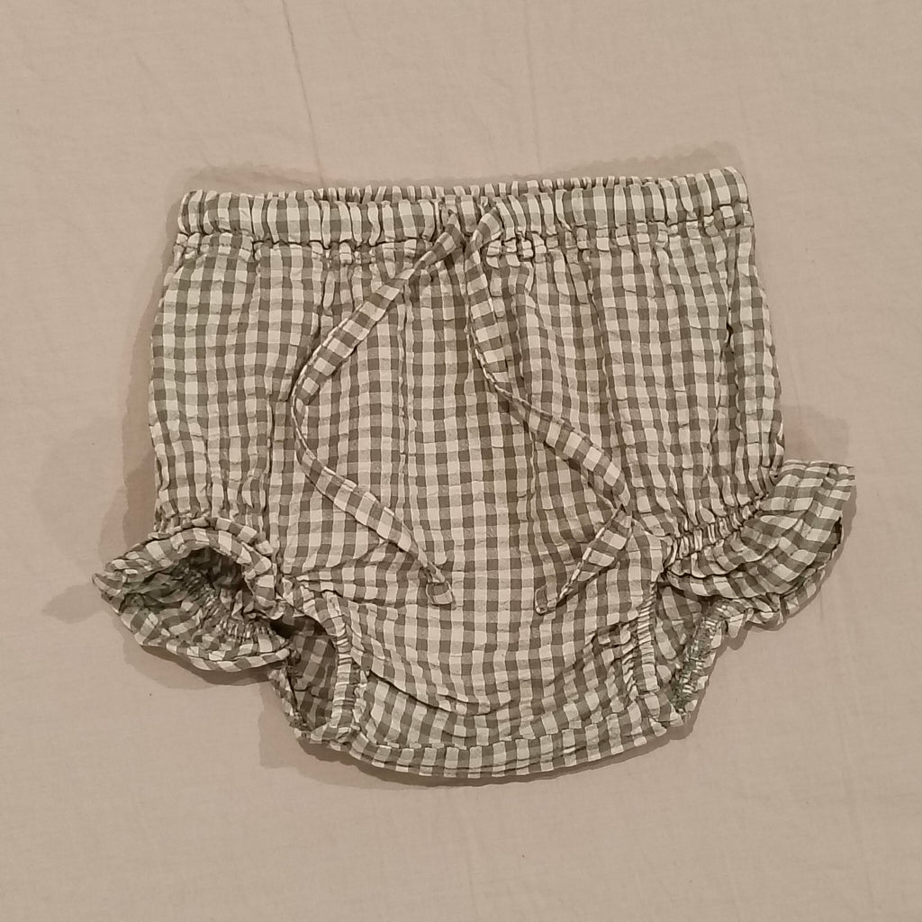 NATURE BABY Petal Bloomers size 2yrs Baby Girls Lagoon Check Gingham Organic Cotton