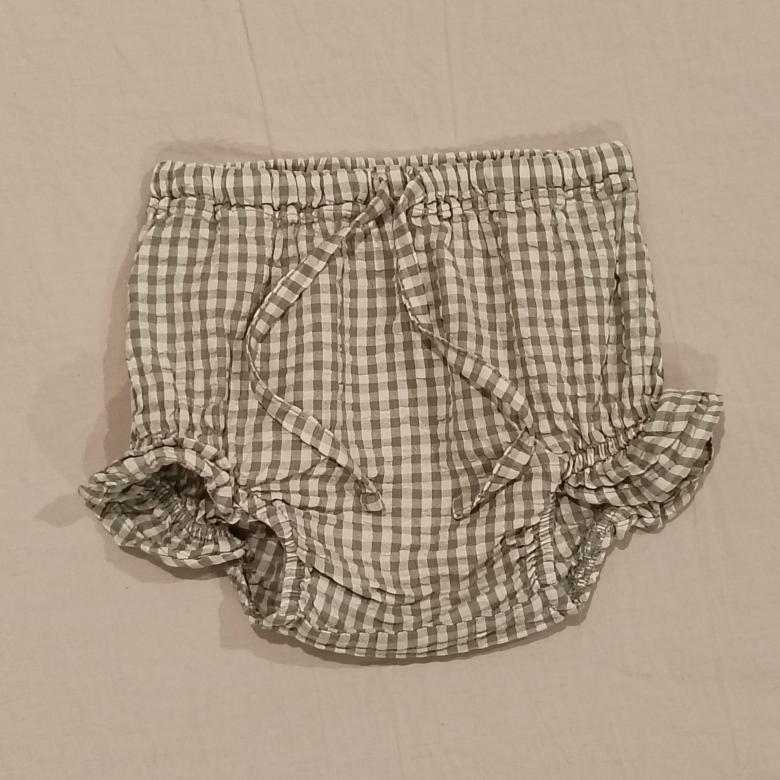 NATURE BABY Petal Bloomers size 2yrs Baby Girls Lagoon Check Gingham Organic Cotton