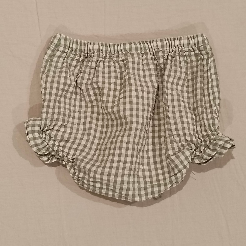 NATURE BABY Petal Bloomers size 2yrs Baby Girls Lagoon Check Gingham Organic Cotton