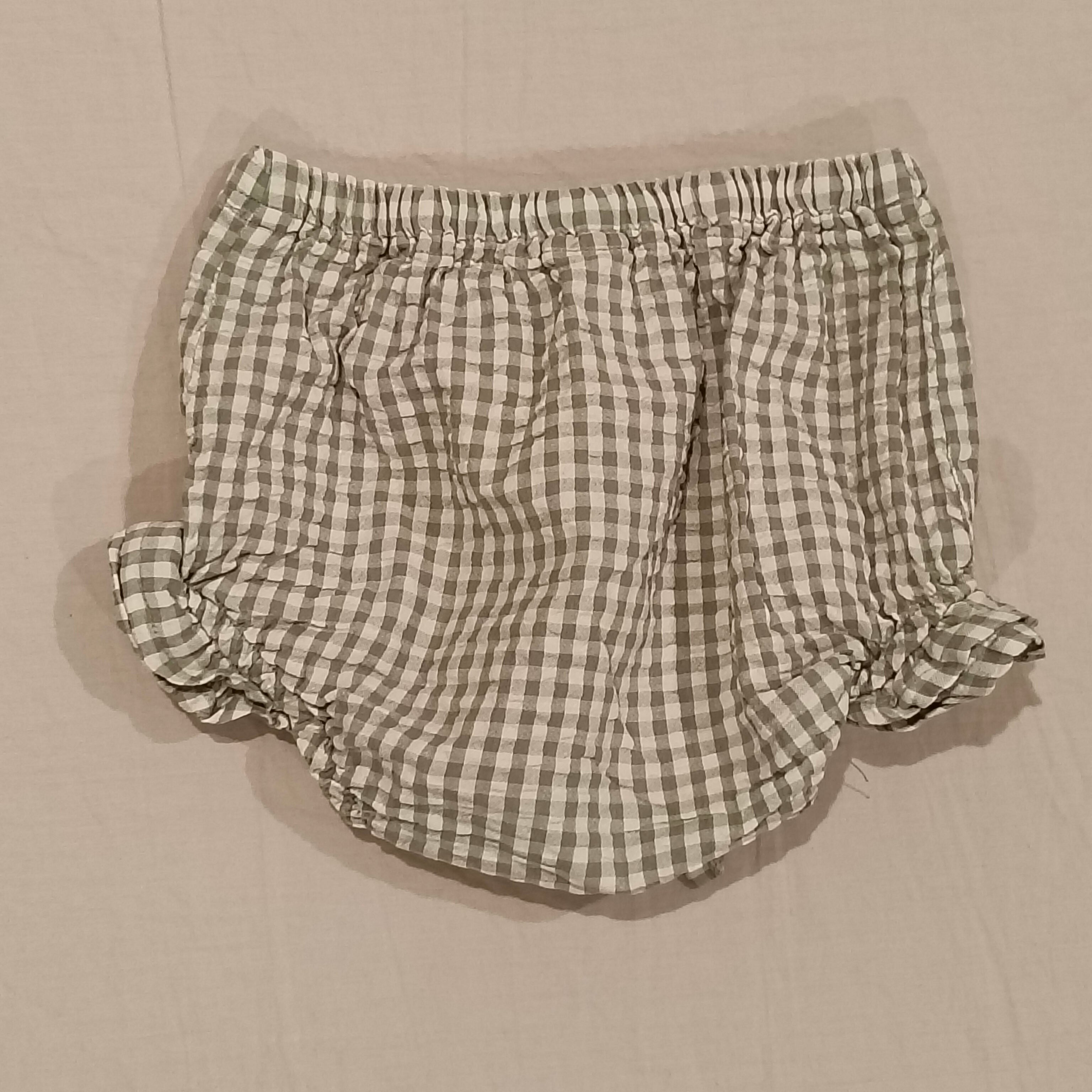 NATURE BABY Petal Bloomers size 2yrs Baby Girls Lagoon Check Gingham Organic Cotton