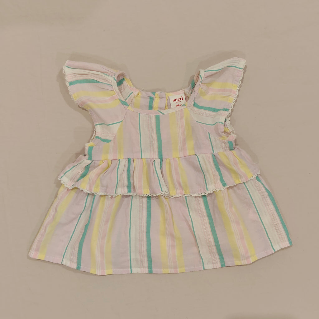 SEED baby top size 12-18m ruffled striped top