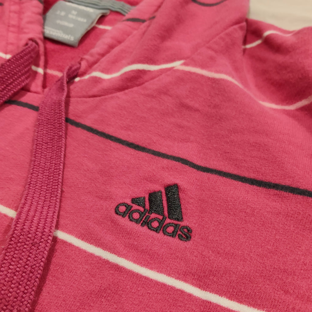 ADIDAS Essentials Hoodie size 12-14yrs girls pink stripes