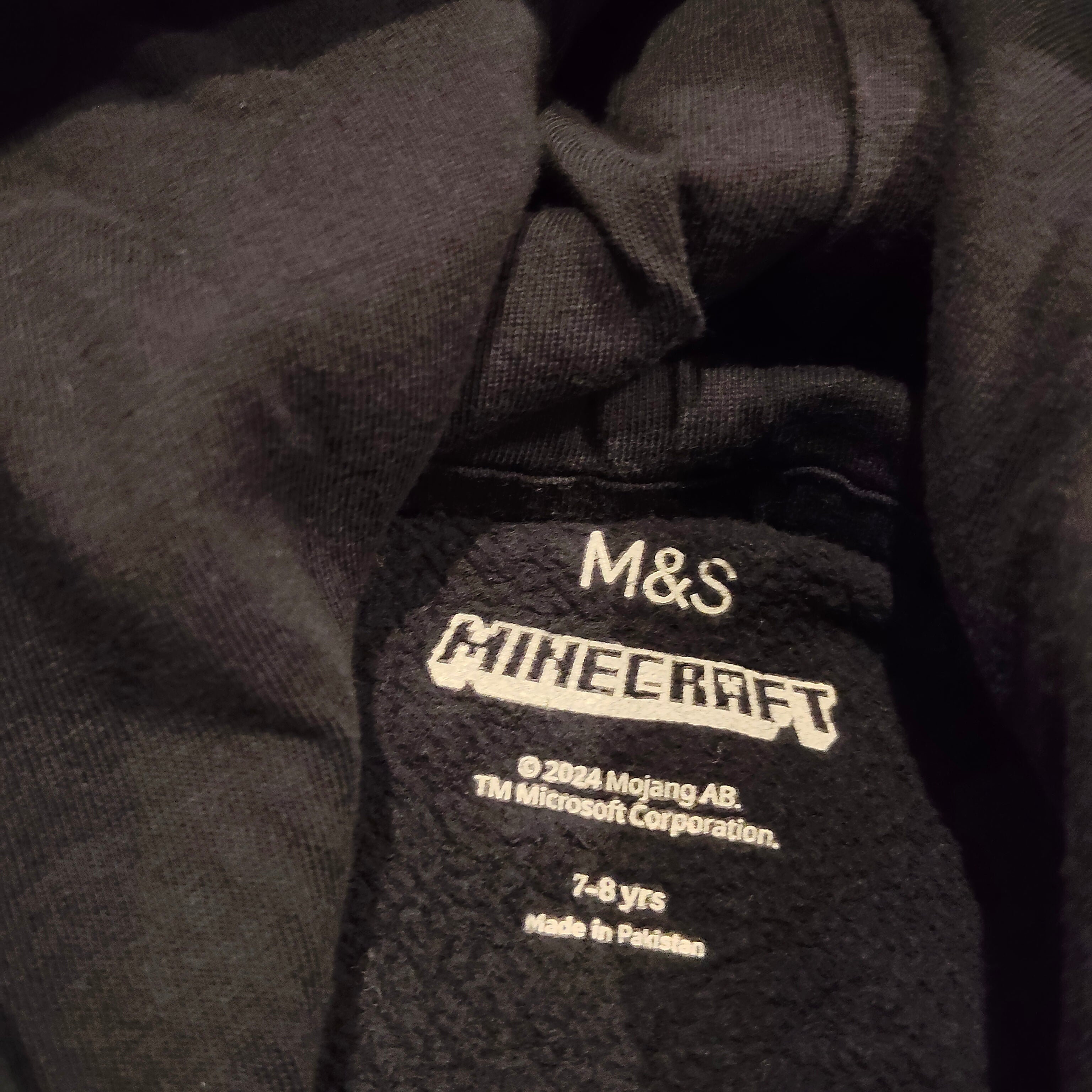 M&S Minecraft Hoodie size 7-8yrs boys
