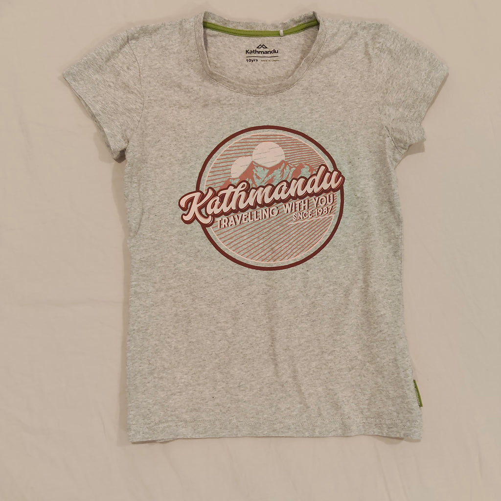 KATHMANDU top size 10yrs girls short sleeve "Travelling With You"