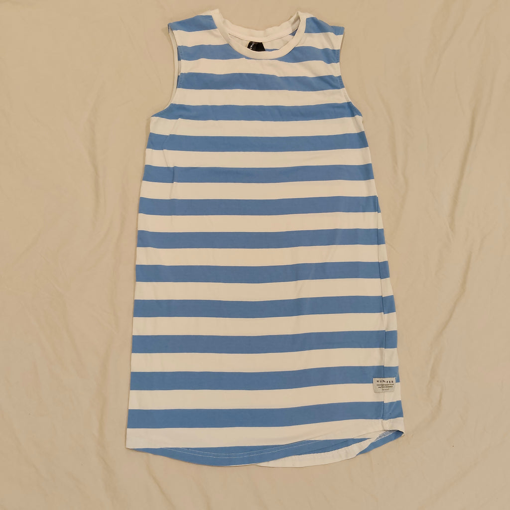 HUFFER tank dress size 12-14yrs girls blue and white sleeveless
