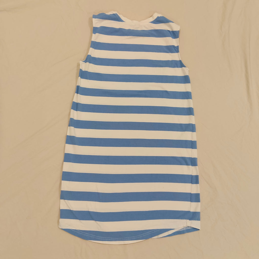 HUFFER tank dress size 12-14yrs girls blue and white sleeveless