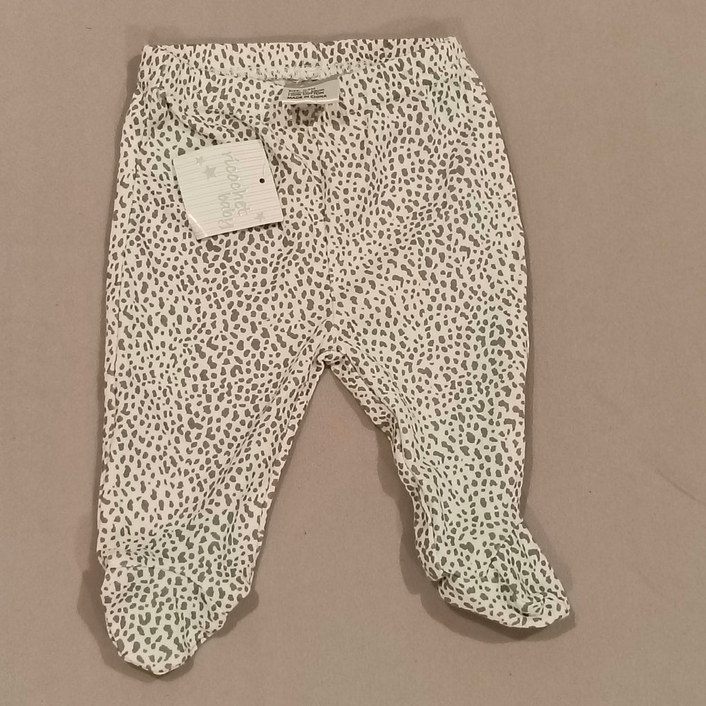 New Ricochet Baby legging size 0-3m babies grey animal print pattern