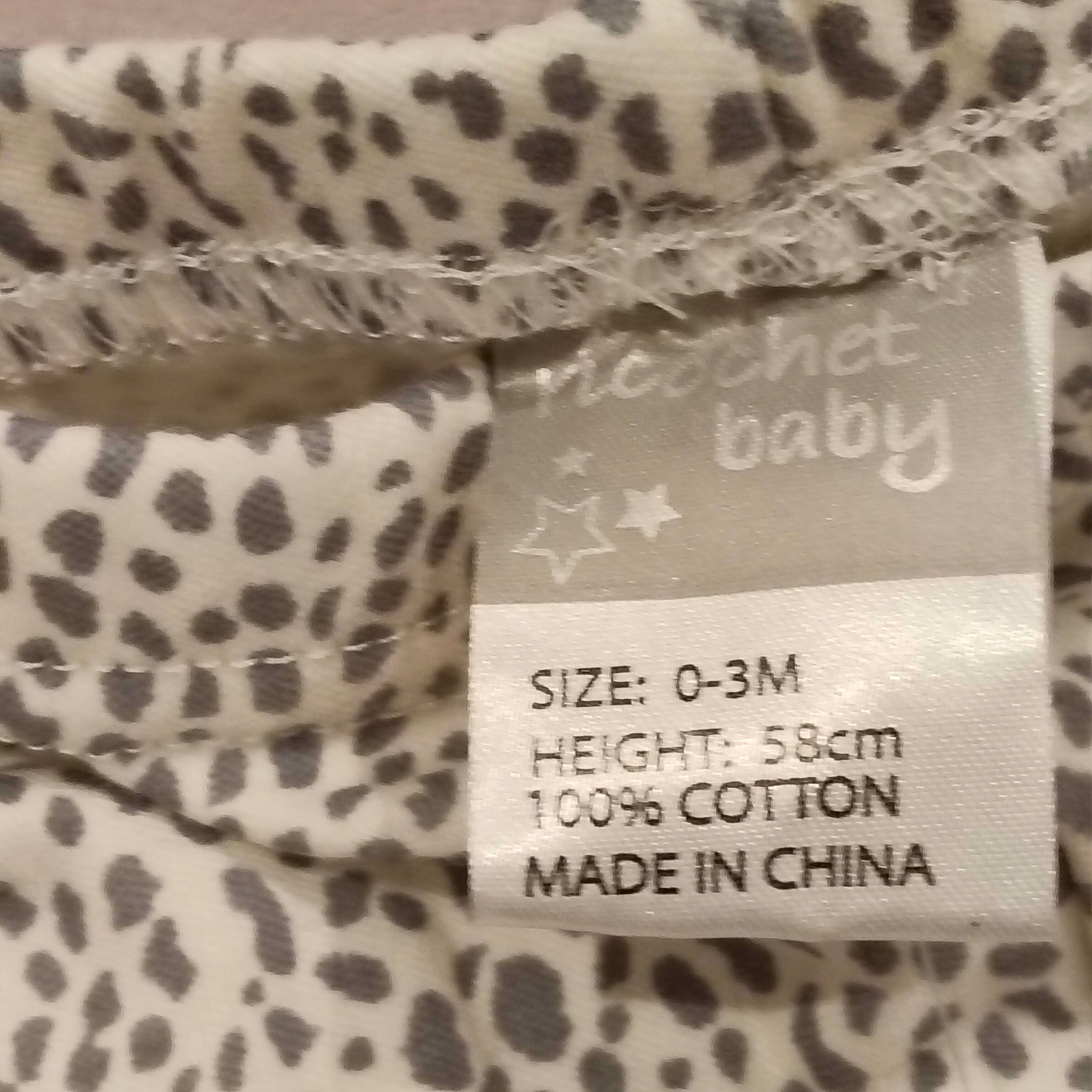 New Ricochet Baby legging size 0-3m babies grey animal print pattern