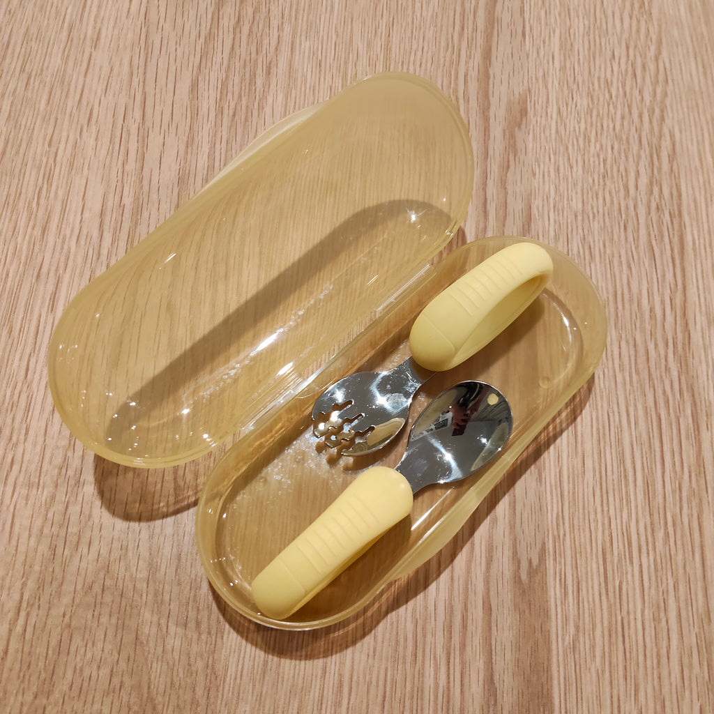Silicone & Stainless Steel Fork & Spoon Set for Baby Ledweaning