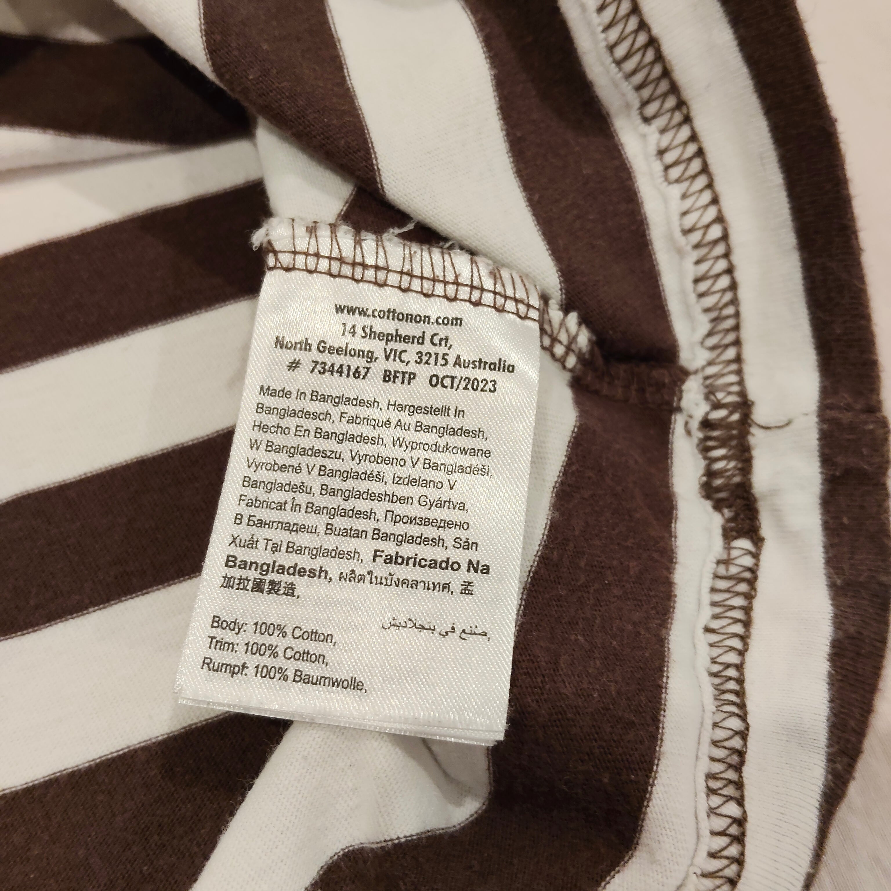 COTTON ON KIDS tee size 3yrs boys Brown Stripes