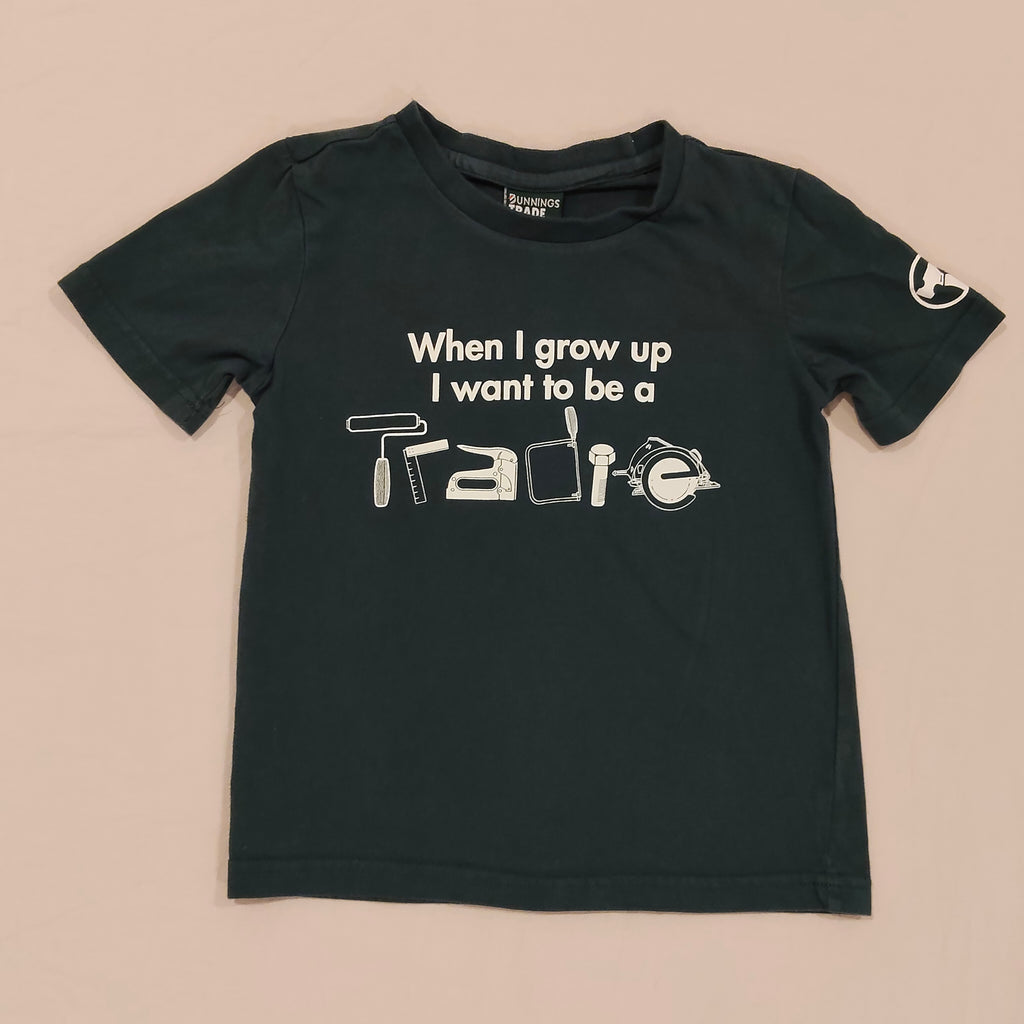 BUNNINGS tee size 5 short sleeve Dark Green