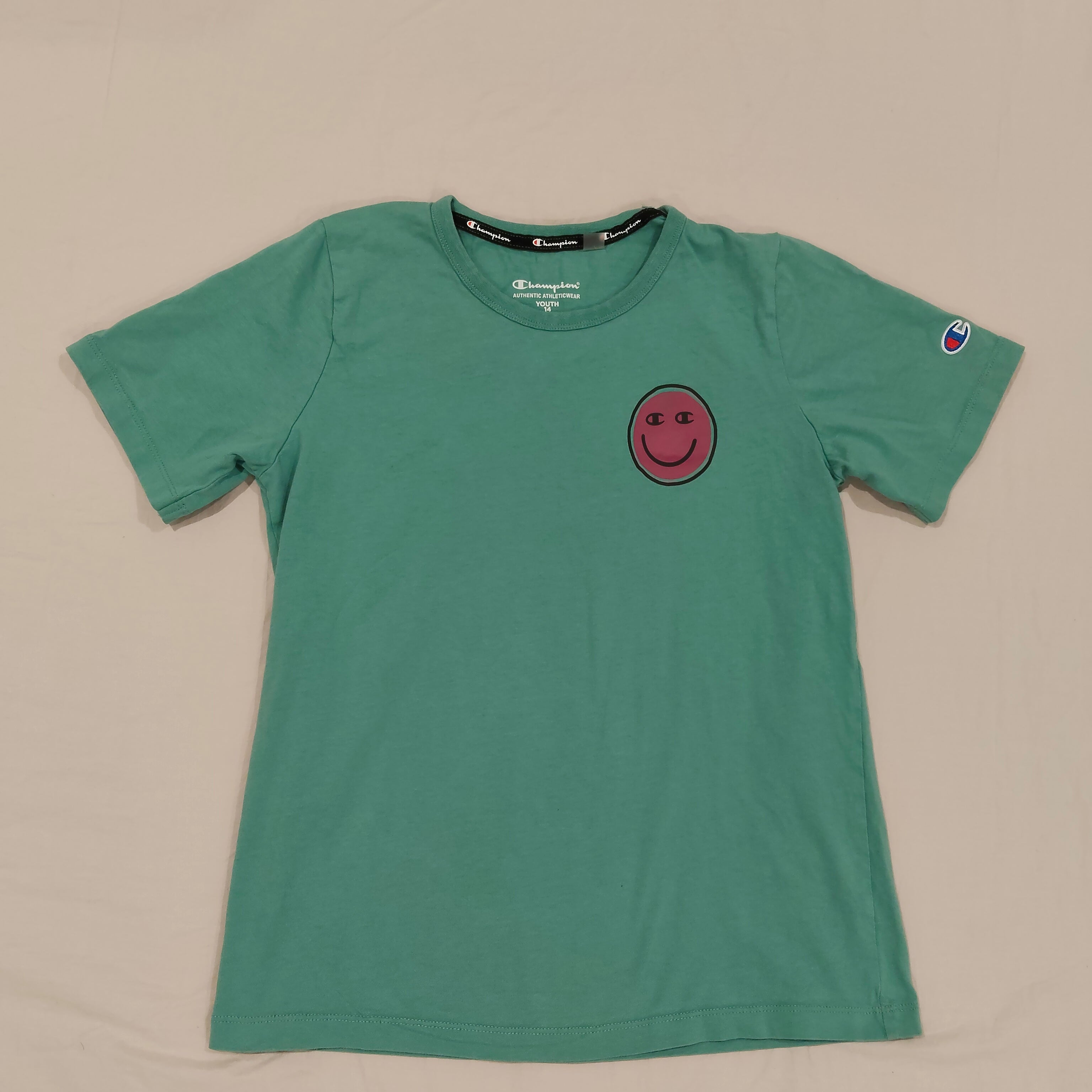 CHAMPION tee size 14yrs Boys Short Sleeve Pink Happy Face
