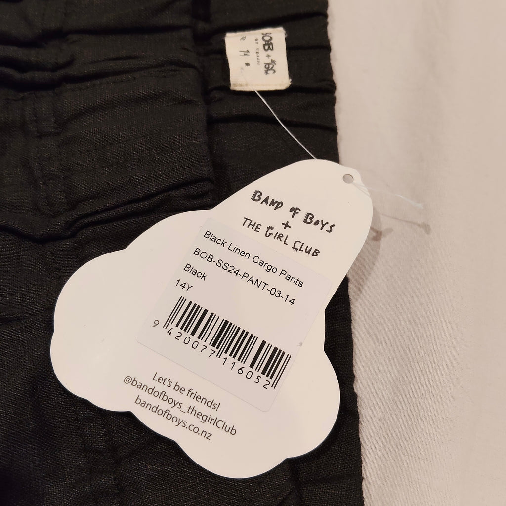 BAND OF BOYS + THE GIRL CLUB Linen Cargo Pants size 14 Girls Black