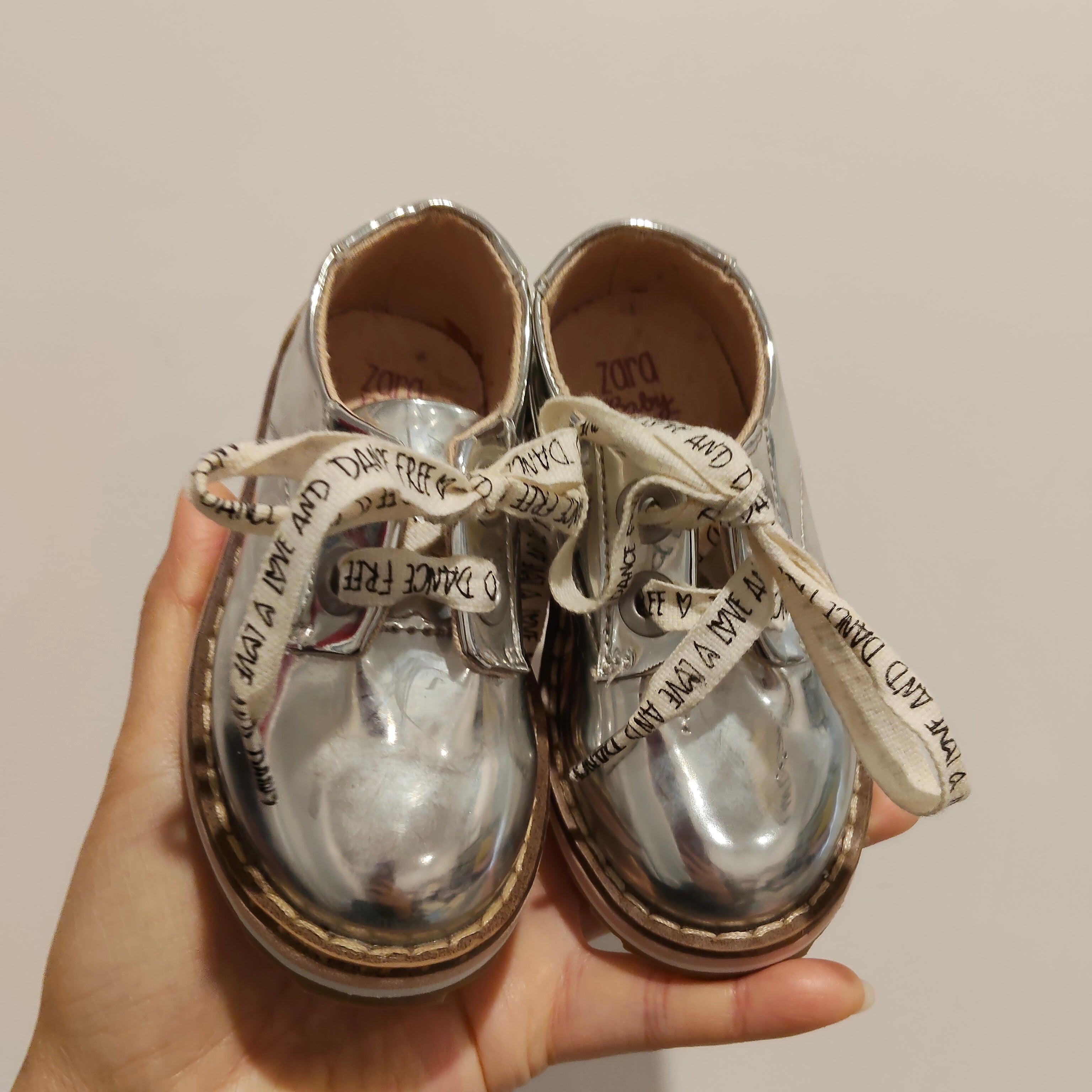 ZARA oxford shoes size 20 Girls (12-24m) silver metallic platform
