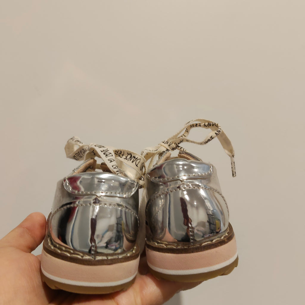 ZARA oxford shoes size 20 Girls (12-24m) silver metallic platform
