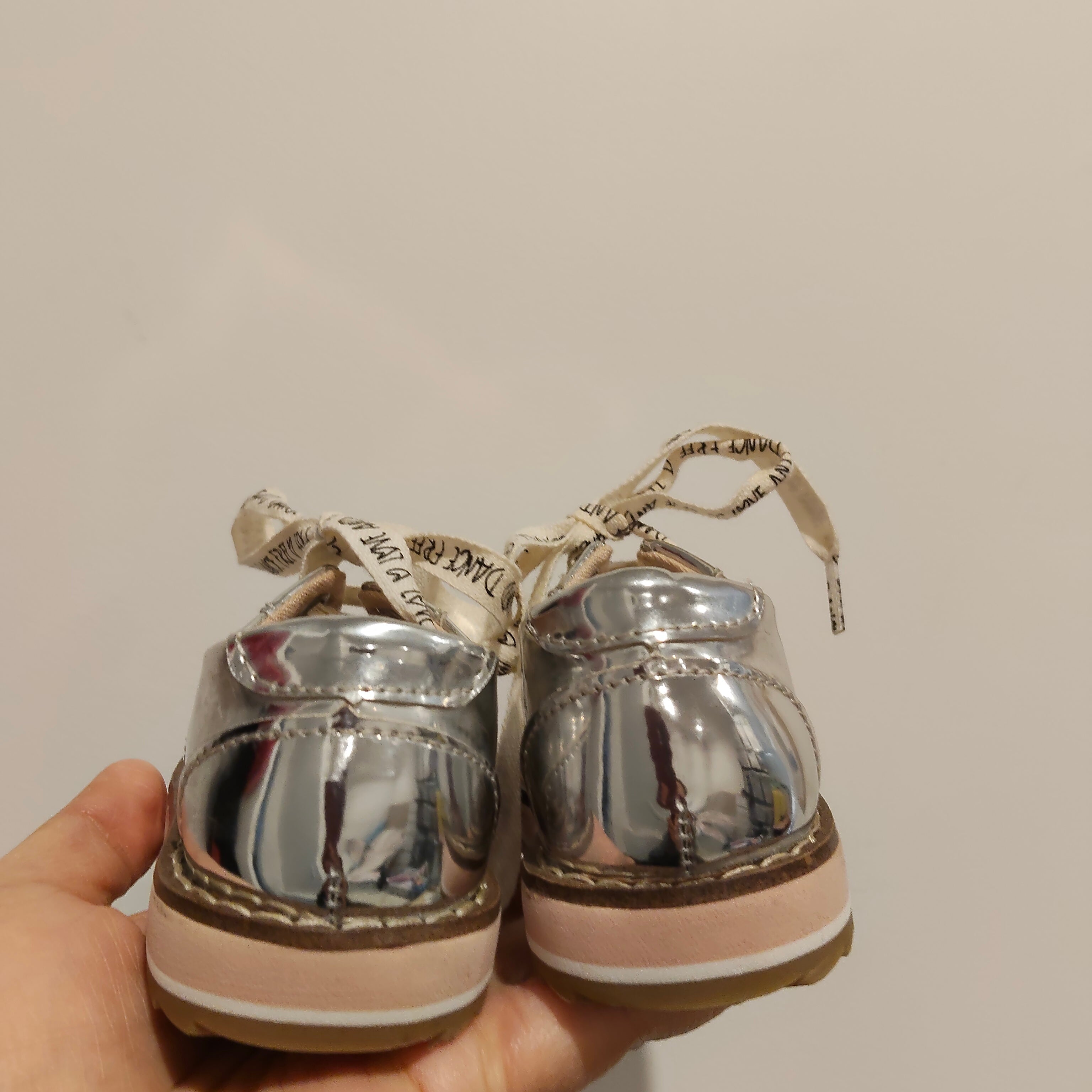 ZARA oxford shoes size 20 Girls (12-24m) silver metallic platform