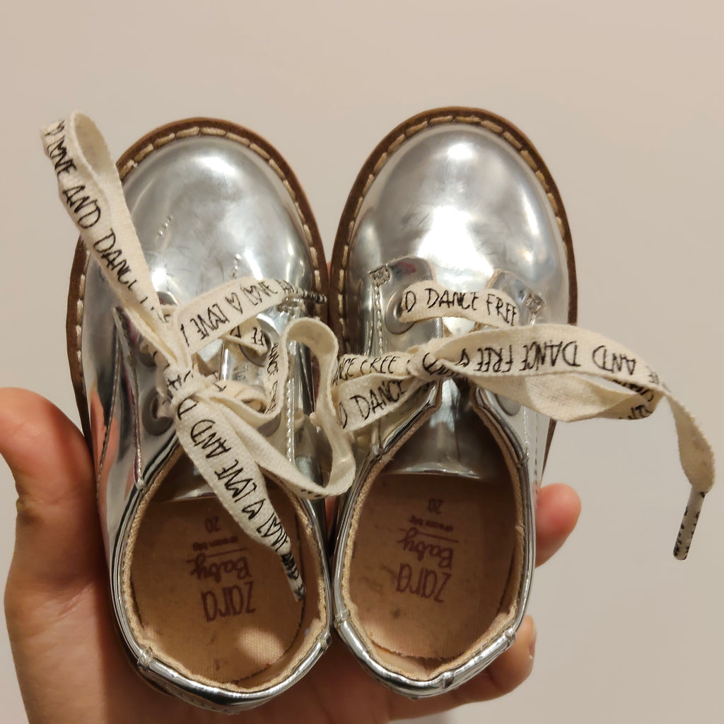 ZARA oxford shoes size 20 Girls (12-24m) silver metallic platform