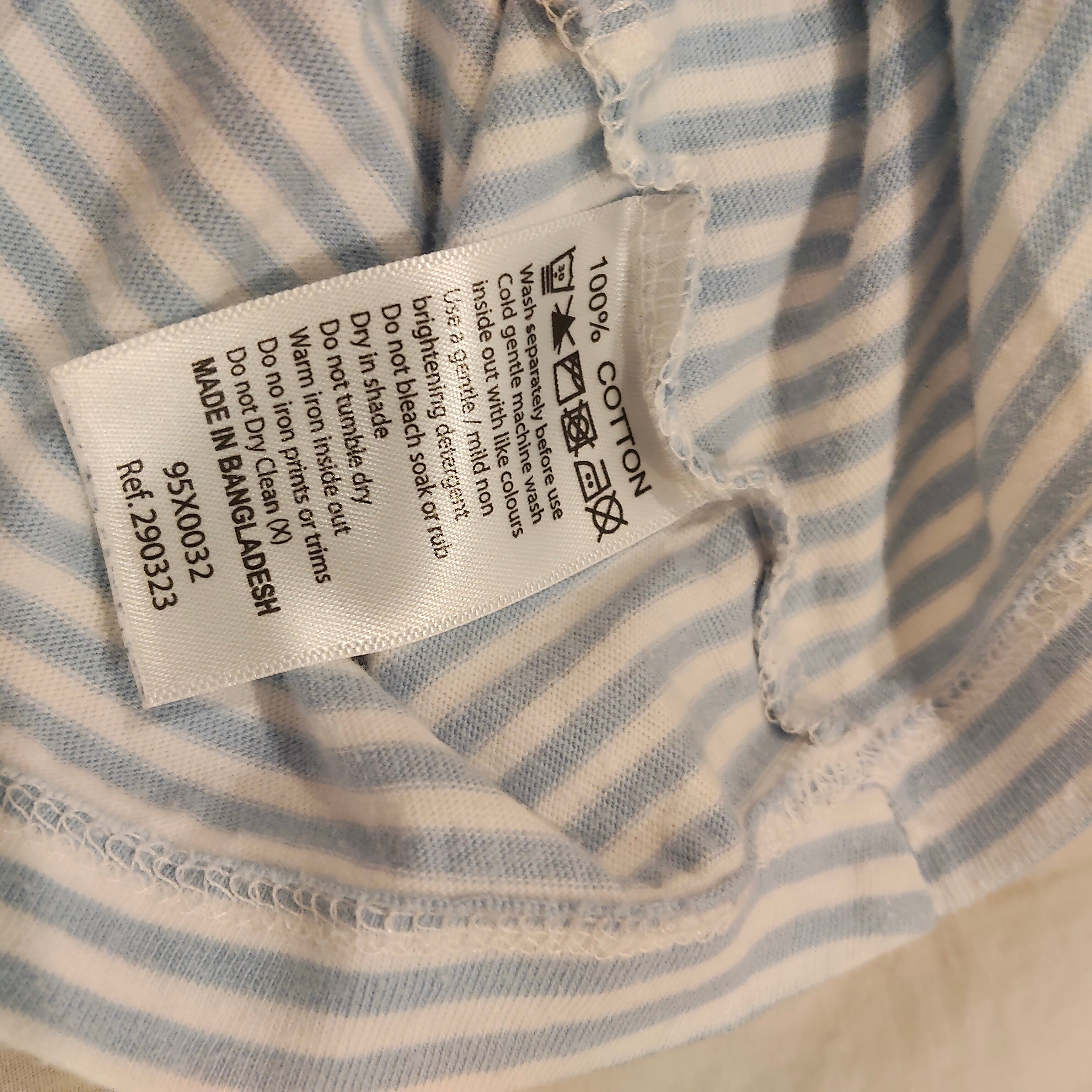 EVEGIRL size 10 Girls tiered dress blue and white stripes short sleeve