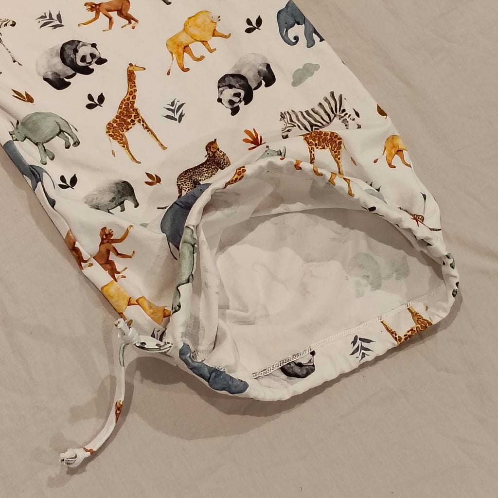 ELEPHANT OLLIE Sleep Gown size 6-9m baby Safari Print Made in NZ