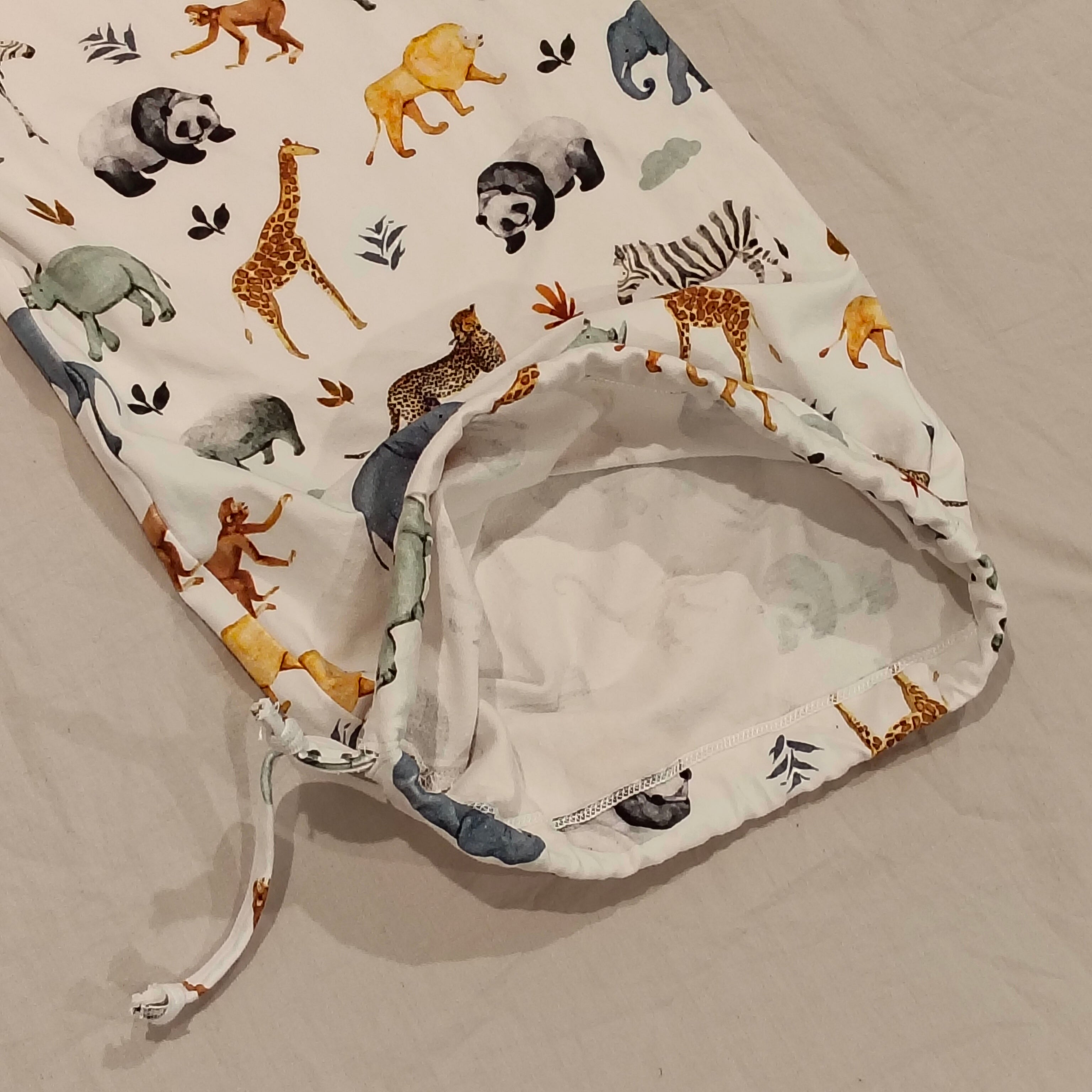 ELEPHANT OLLIE Sleep Gown size 6-9m baby Safari Print Made in NZ