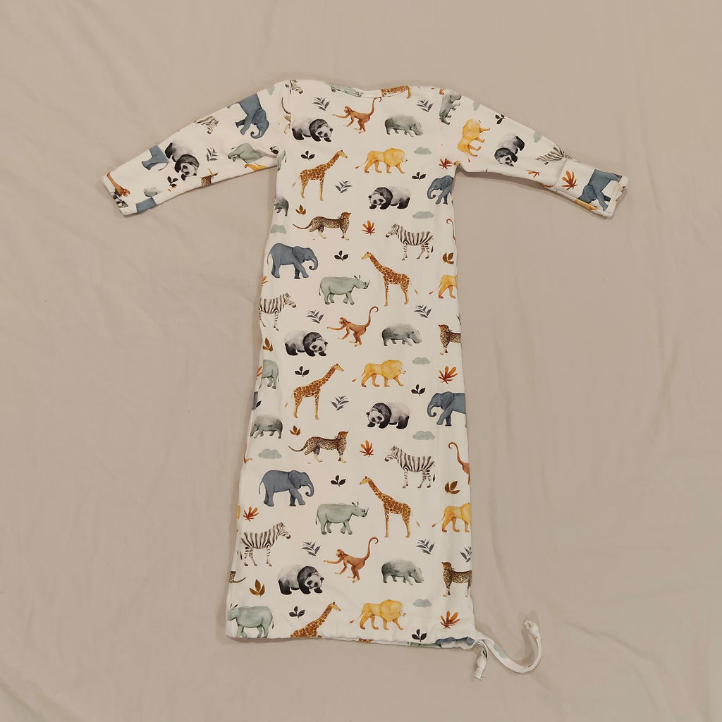 ELEPHANT OLLIE Sleep Gown size 6-9m baby Safari Print Made in NZ