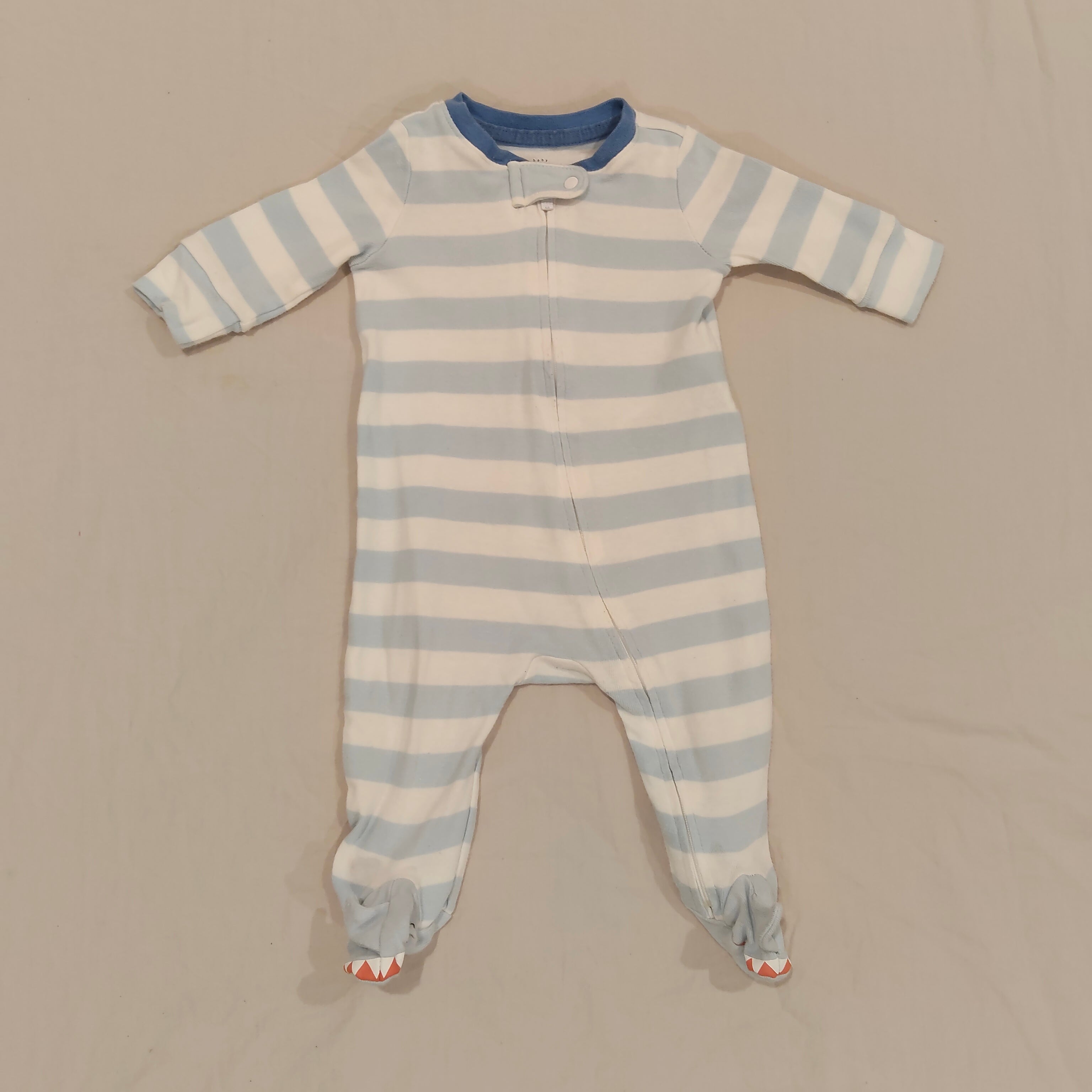GAP baby onesie 0-3m baby Sharks theme blue and white stripes