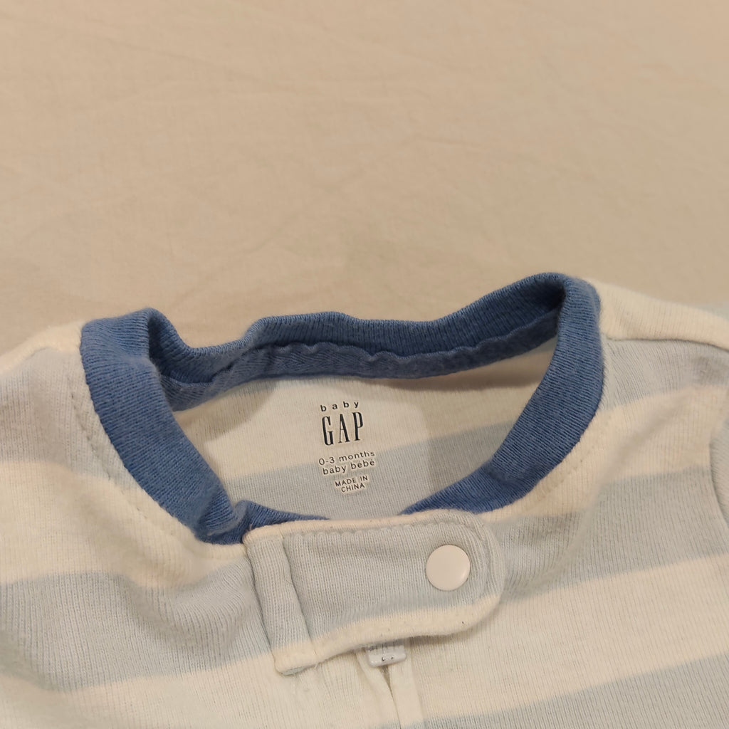 GAP baby onesie 0-3m baby Sharks theme blue and white stripes