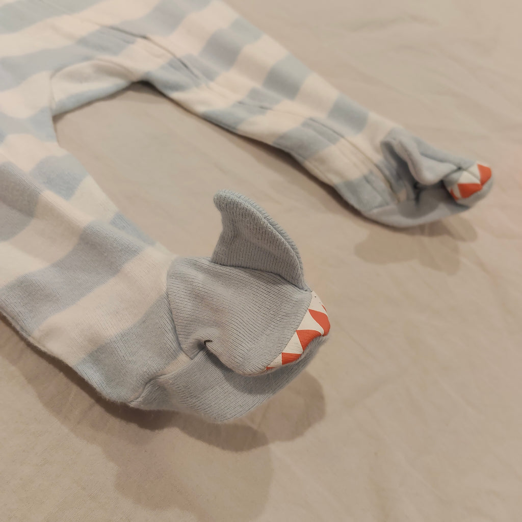GAP baby onesie 0-3m baby Sharks theme blue and white stripes