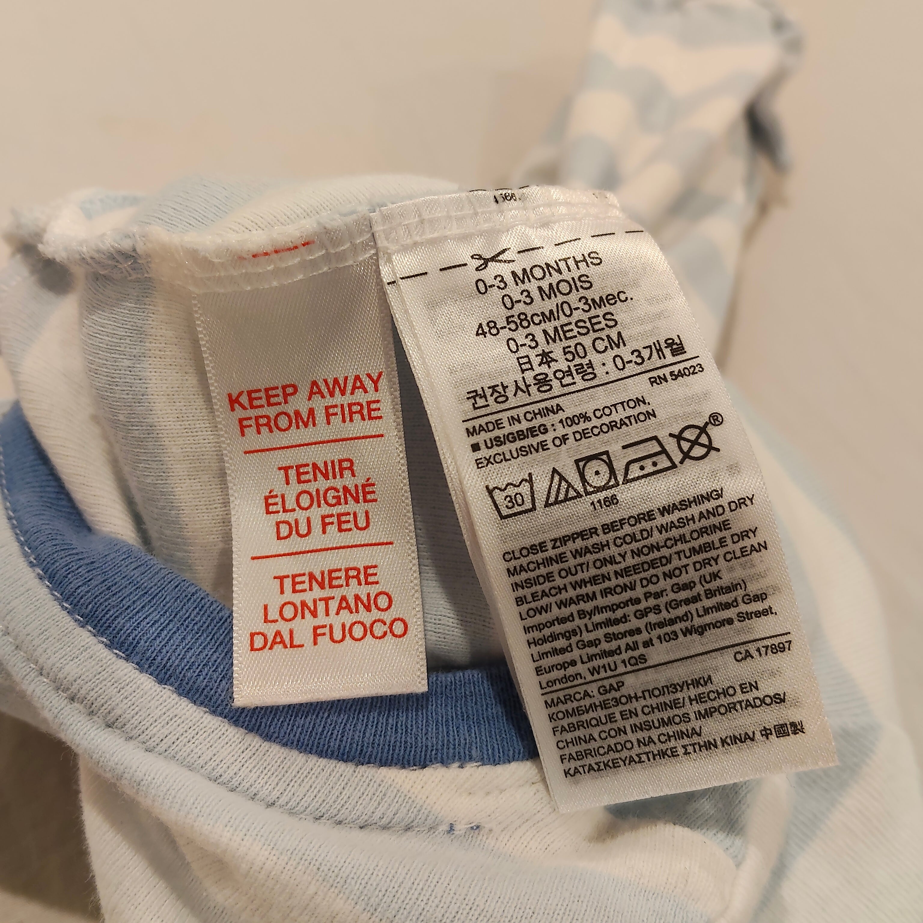 GAP baby onesie 0-3m baby Sharks theme blue and white stripes