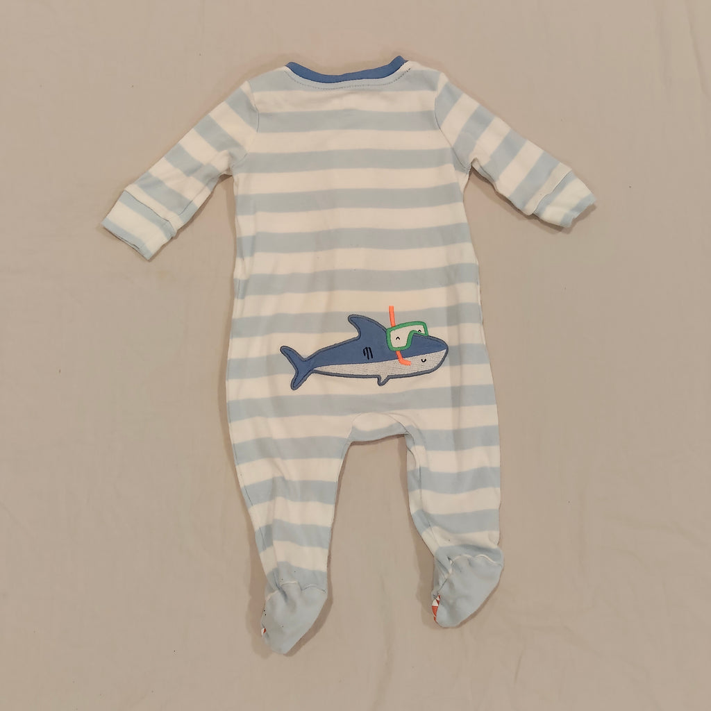 GAP baby onesie 0-3m baby Sharks theme blue and white stripes