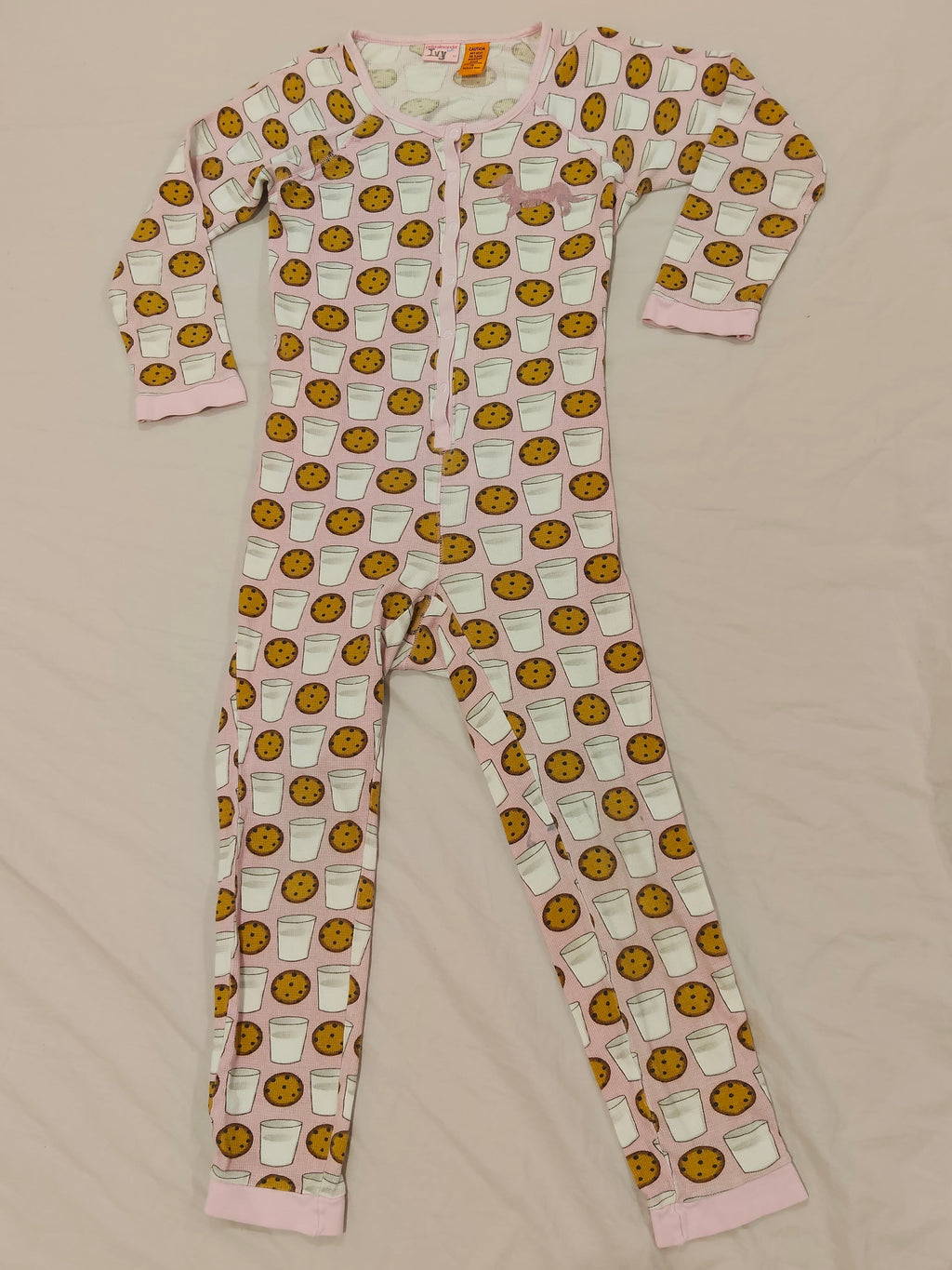 PETER ALEXANDER sleep onesie size 12yrs Girls Pyjamas cookies and milk print